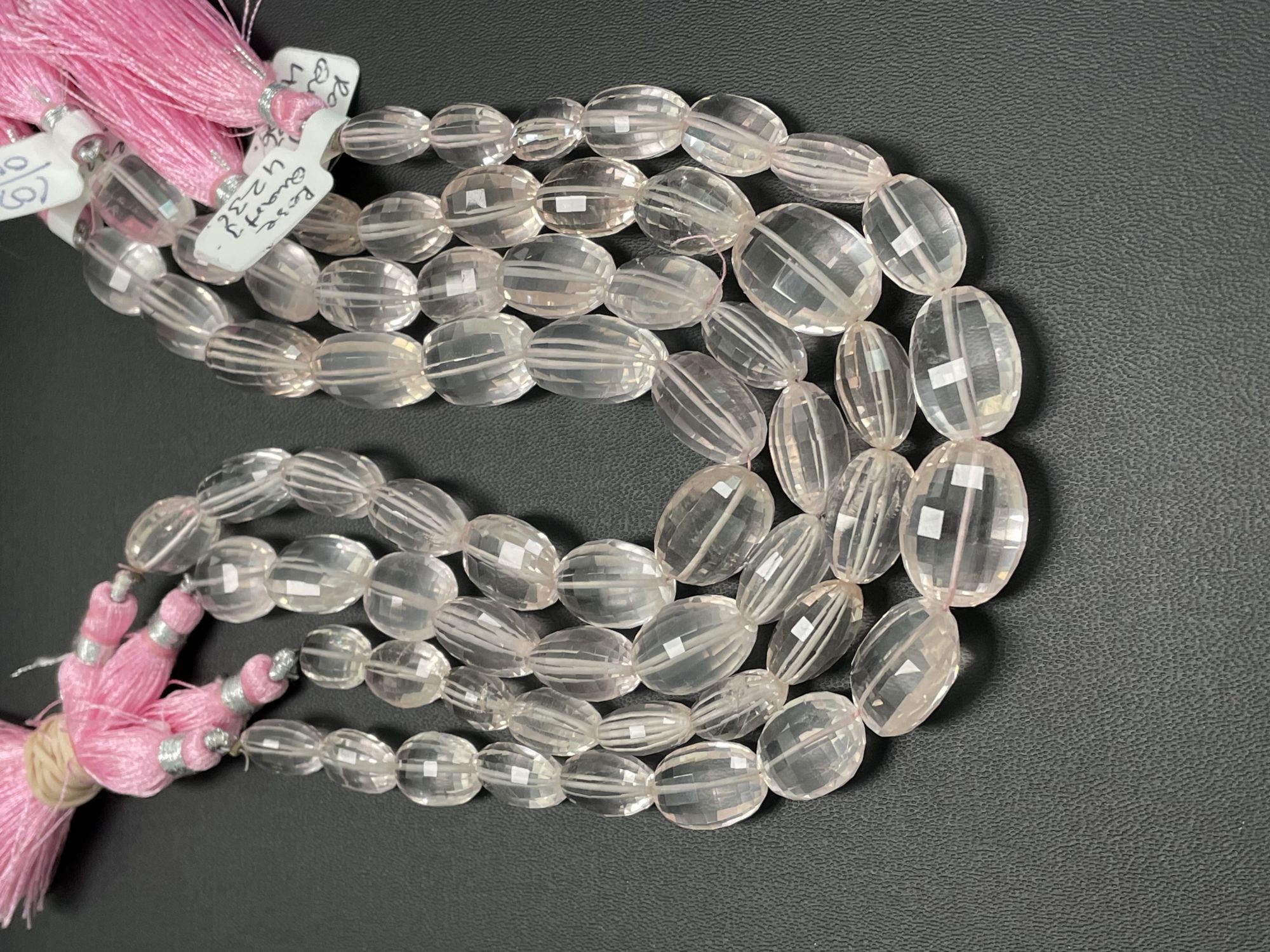 Rose Quartz Step Cut Oval Faceted