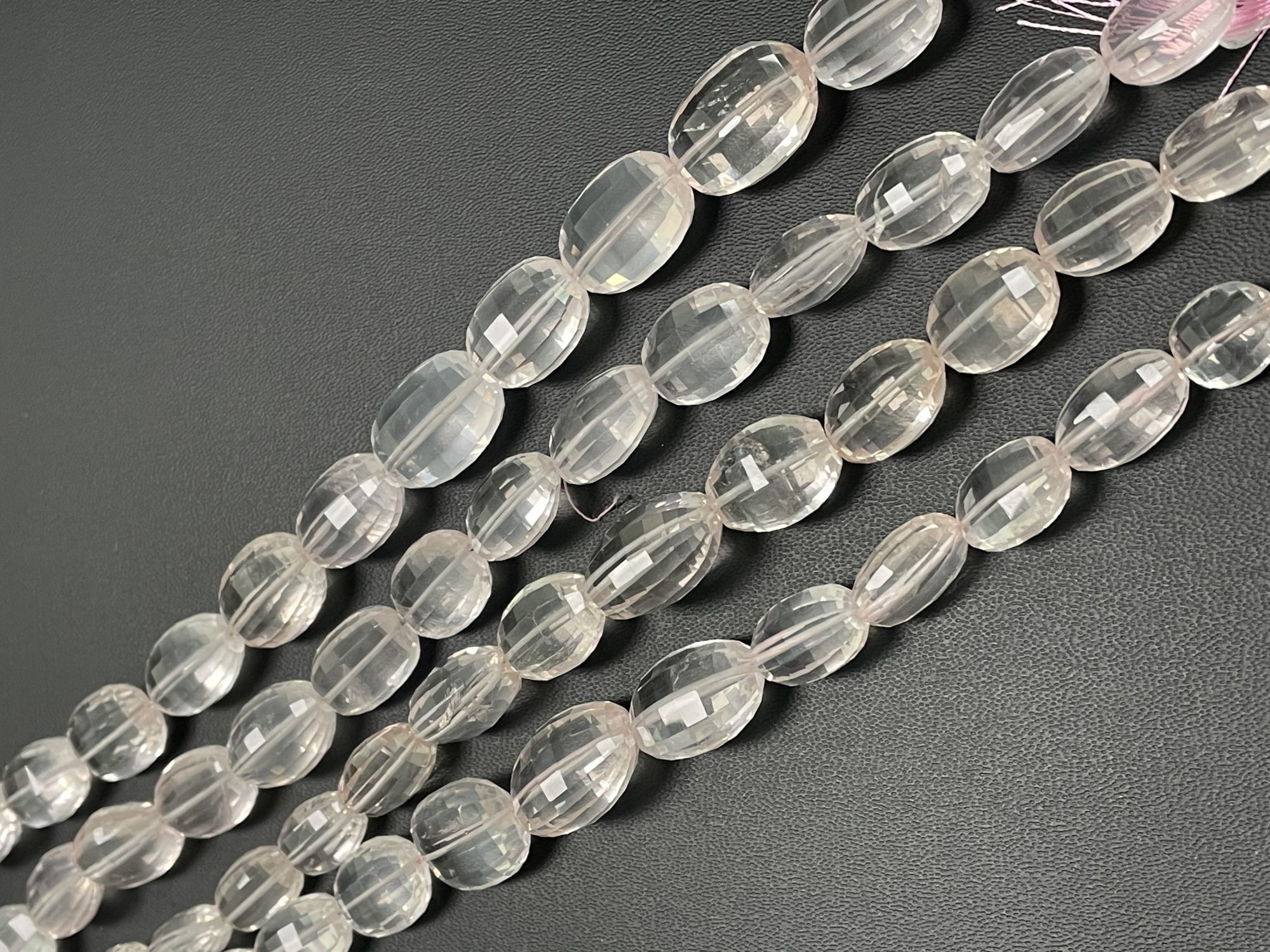 Rose Quartz Step Cut Oval Faceted