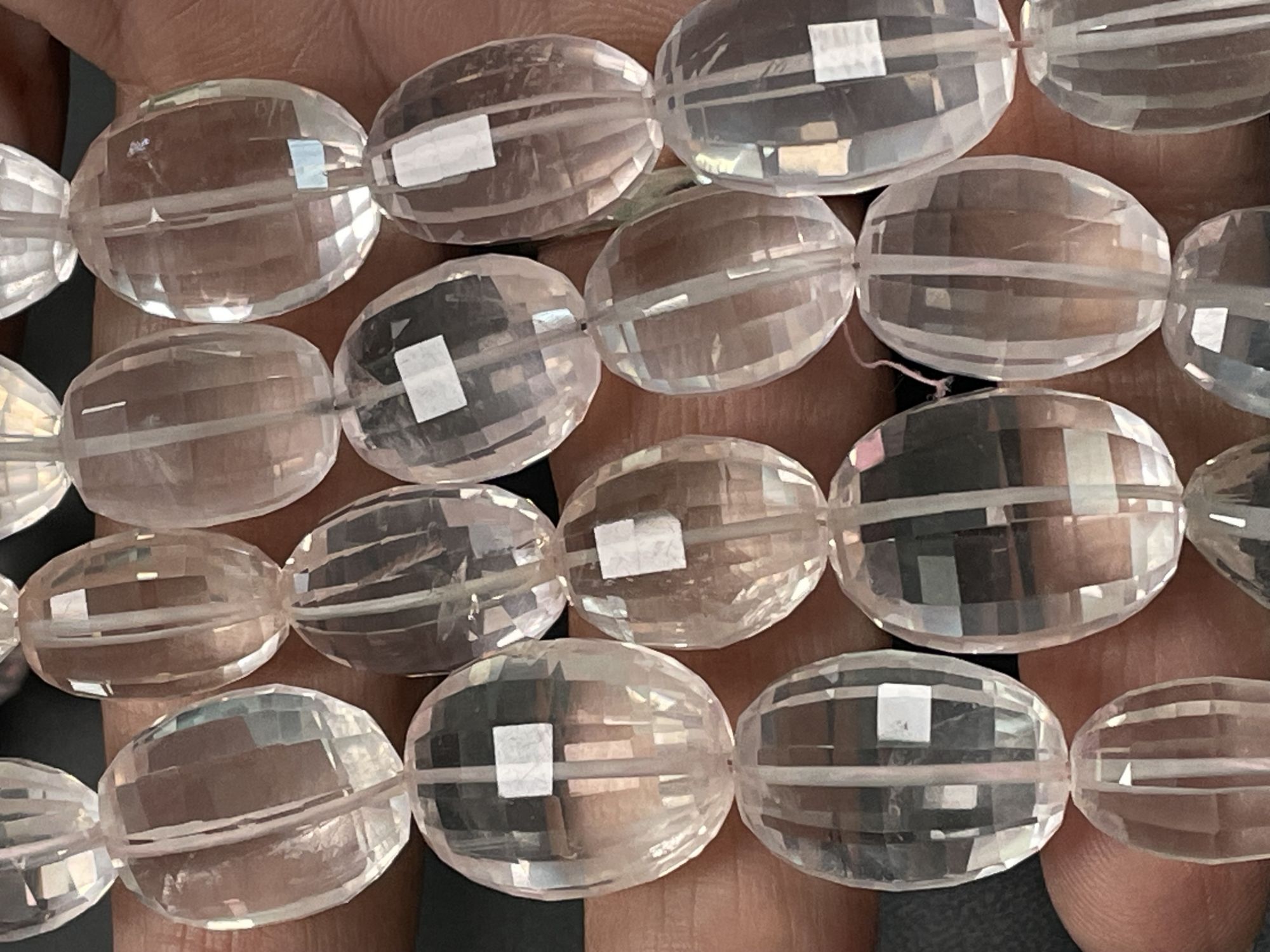 Rose Quartz Step Cut Oval Faceted