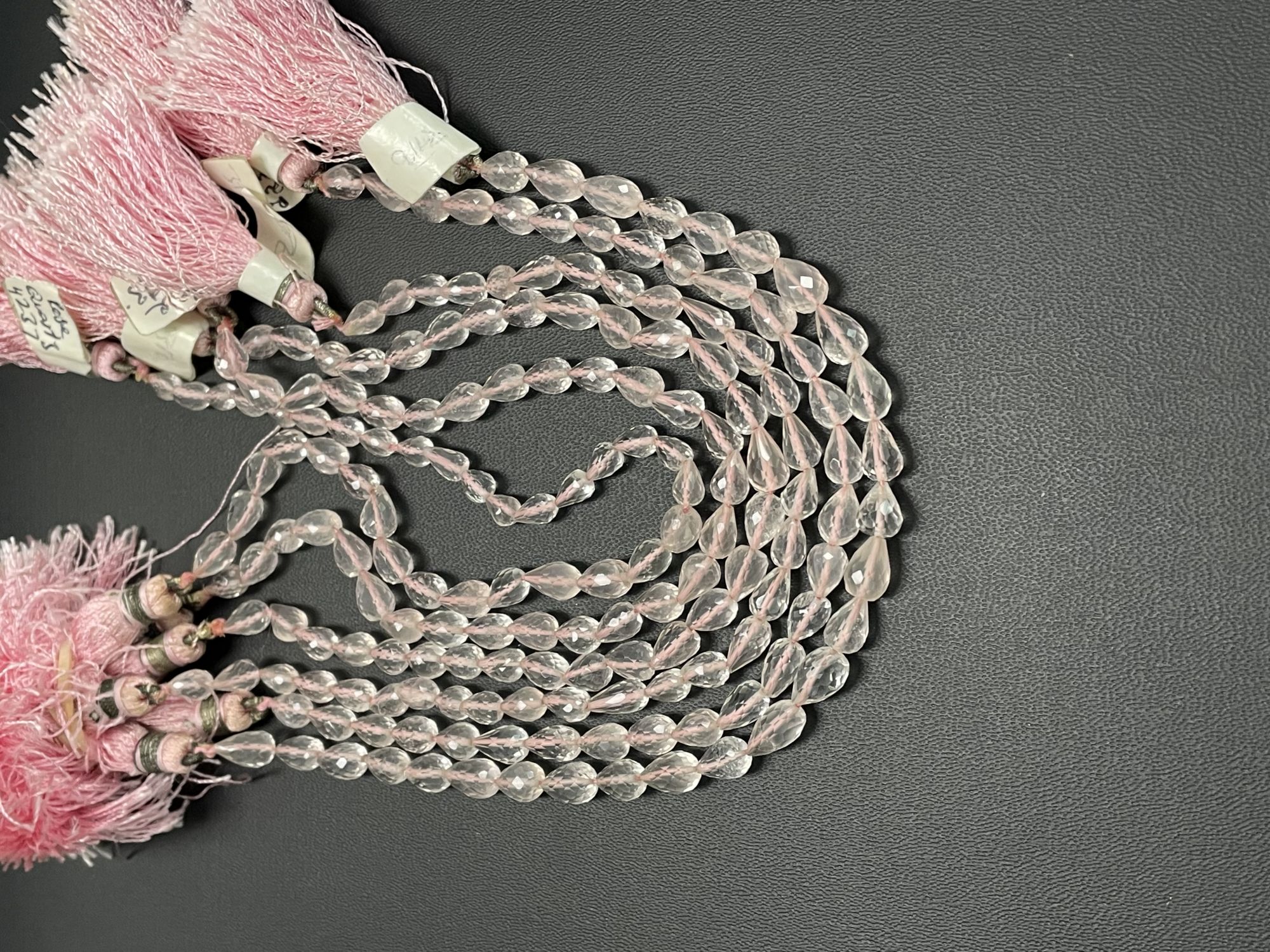 Rose Quartz Drop Straight Drill Faceted