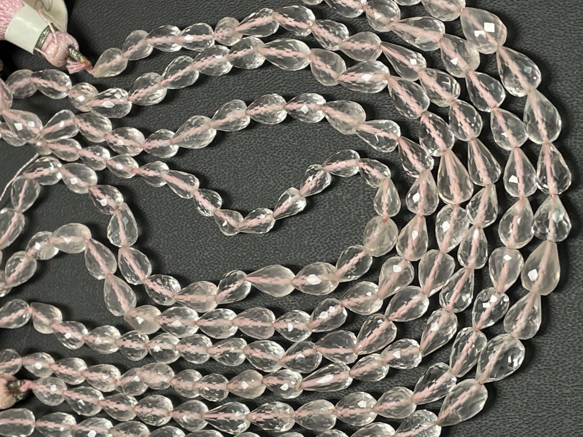 Rose Quartz Drop Straight Drill Faceted