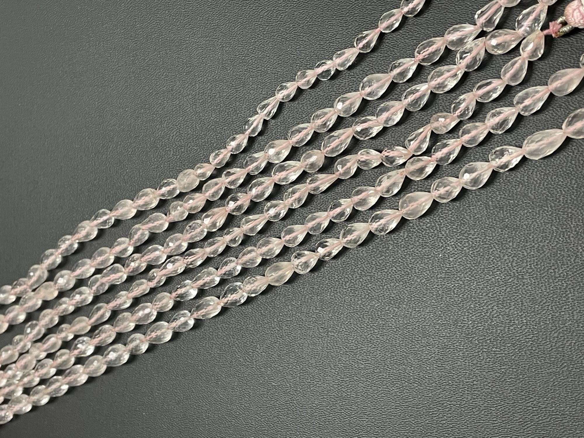 Rose Quartz Drop Straight Drill Faceted