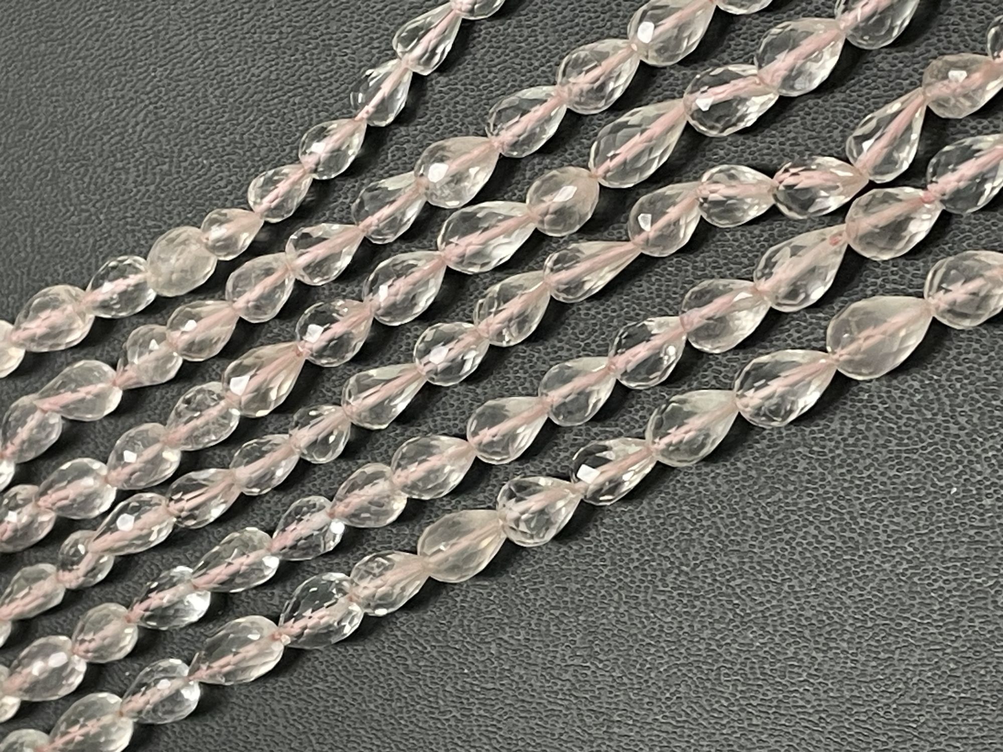 Rose Quartz Drop Straight Drill Faceted