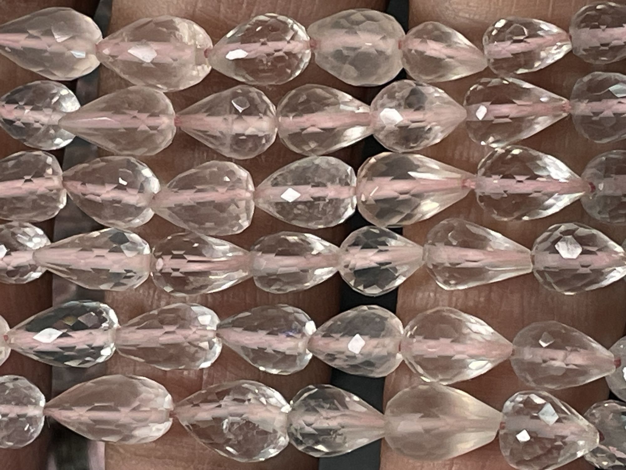 Rose Quartz Drop Straight Drill Faceted