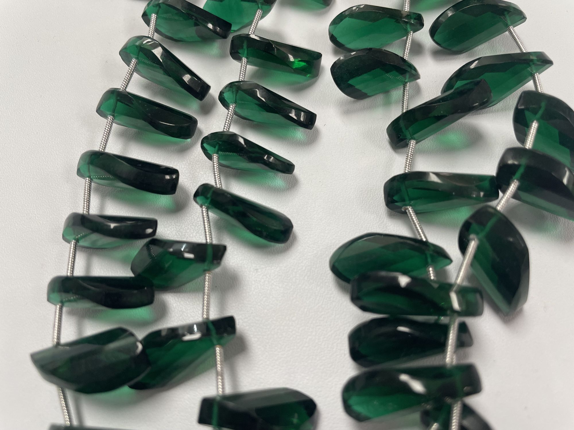 Green Hydro Quartz Twisted Leaf Faceted