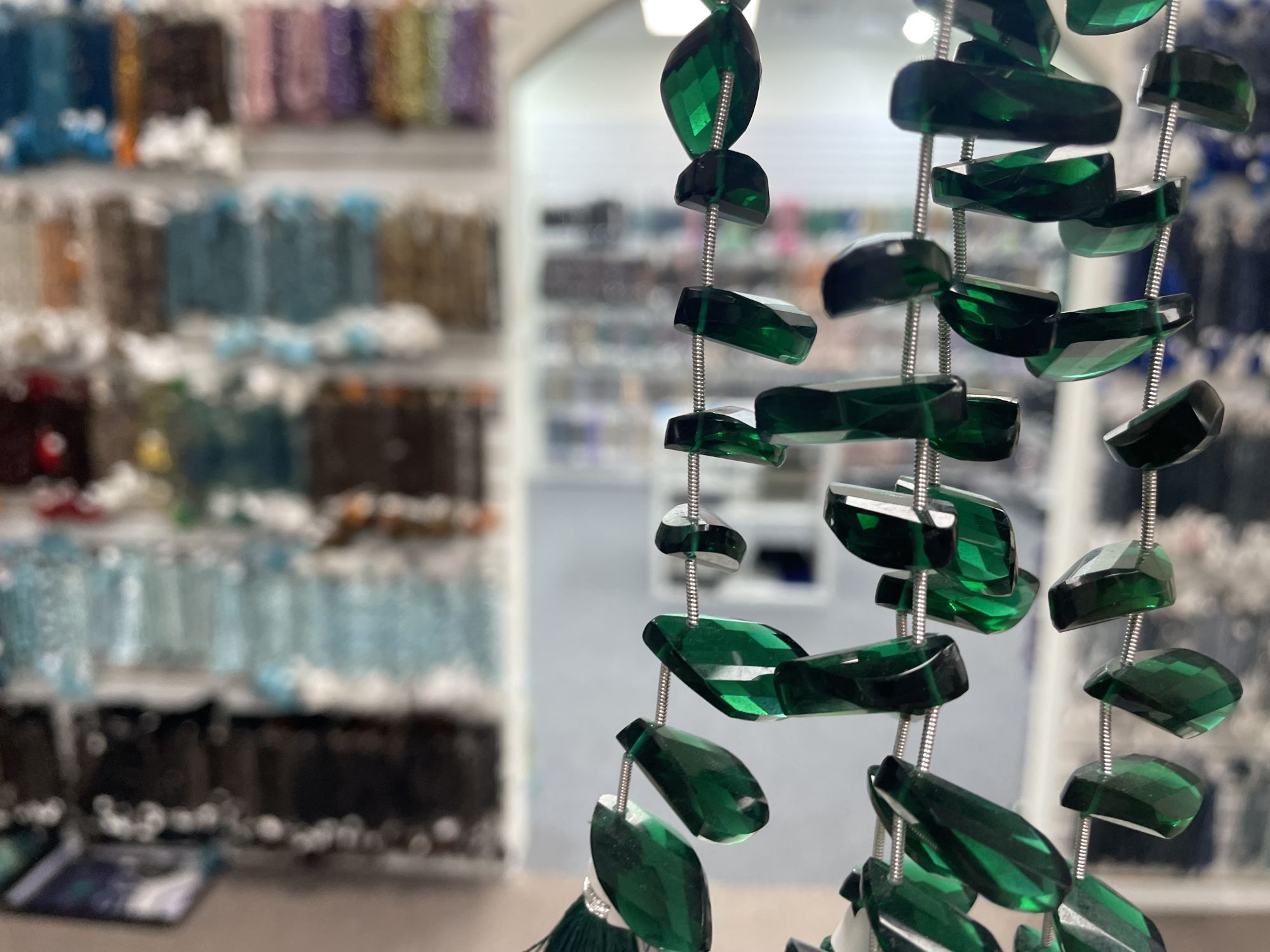 Green Hydro Quartz Twisted Leaf Faceted