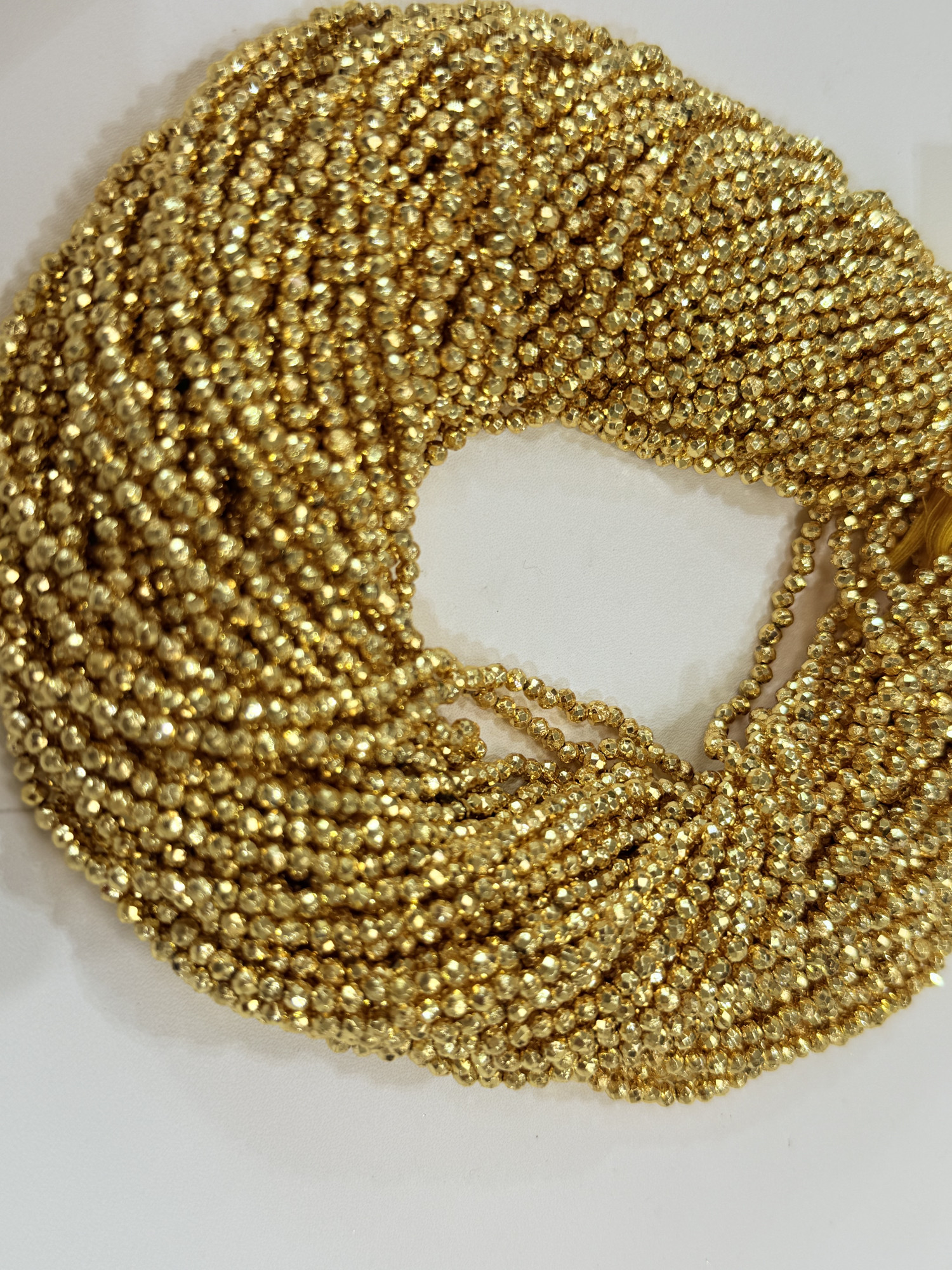 Gold Coated Pyrite Rondelle Faceted