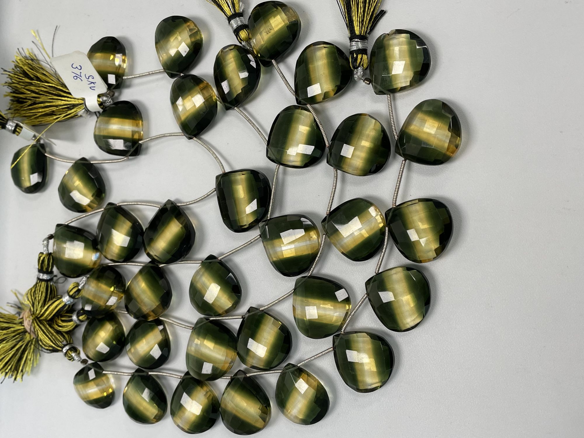 Bi Color Hydro Quartz Heart Checker Board Cut Faceted