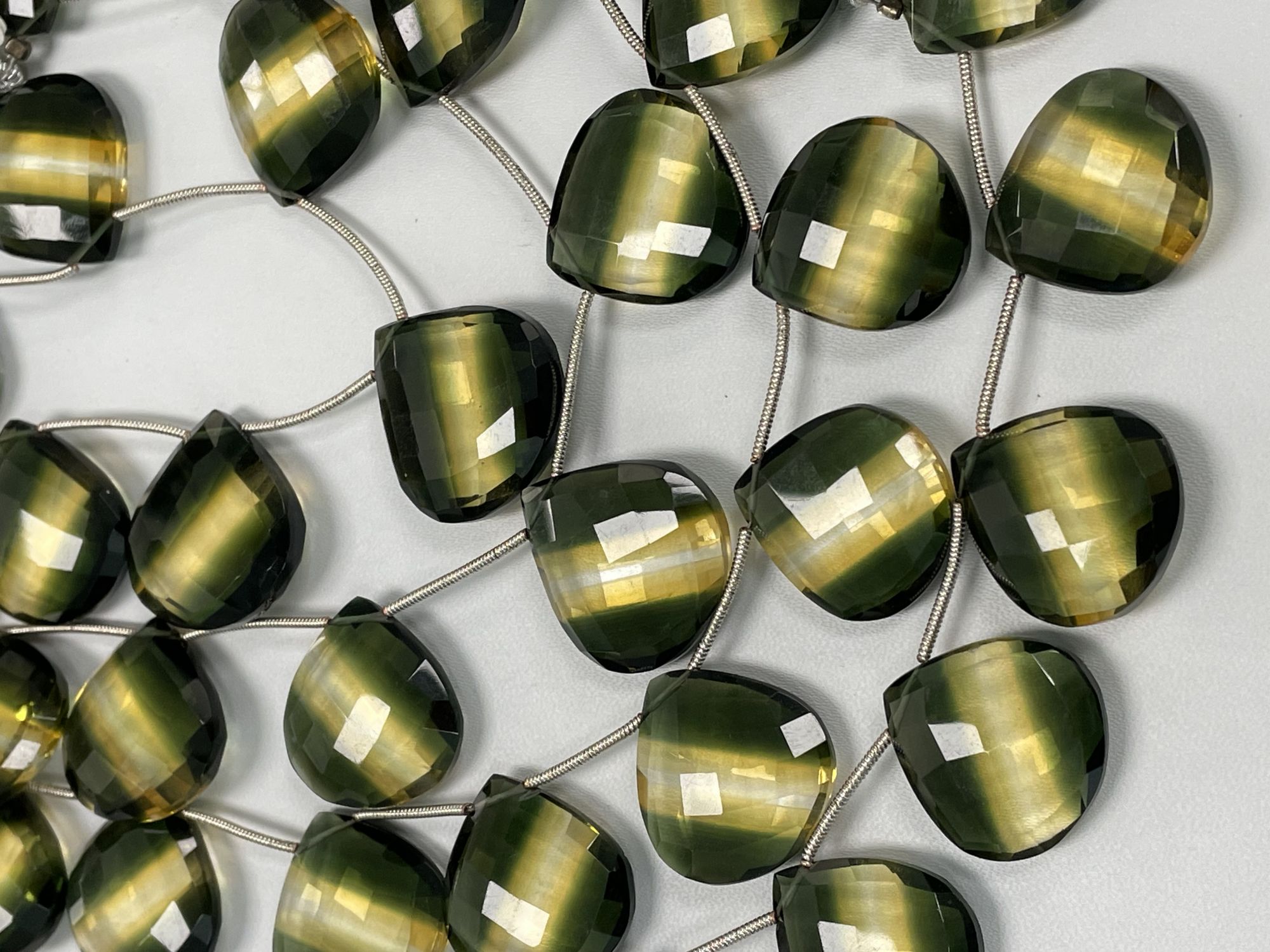 Bi Color Hydro Quartz Heart Checker Board Cut Faceted