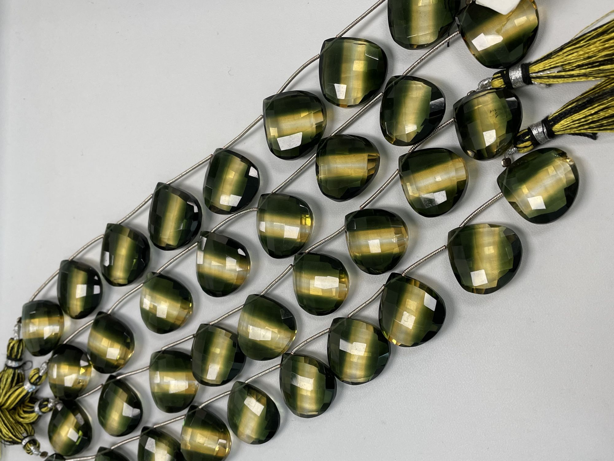 Bi Color Hydro Quartz Heart Checker Board Cut Faceted