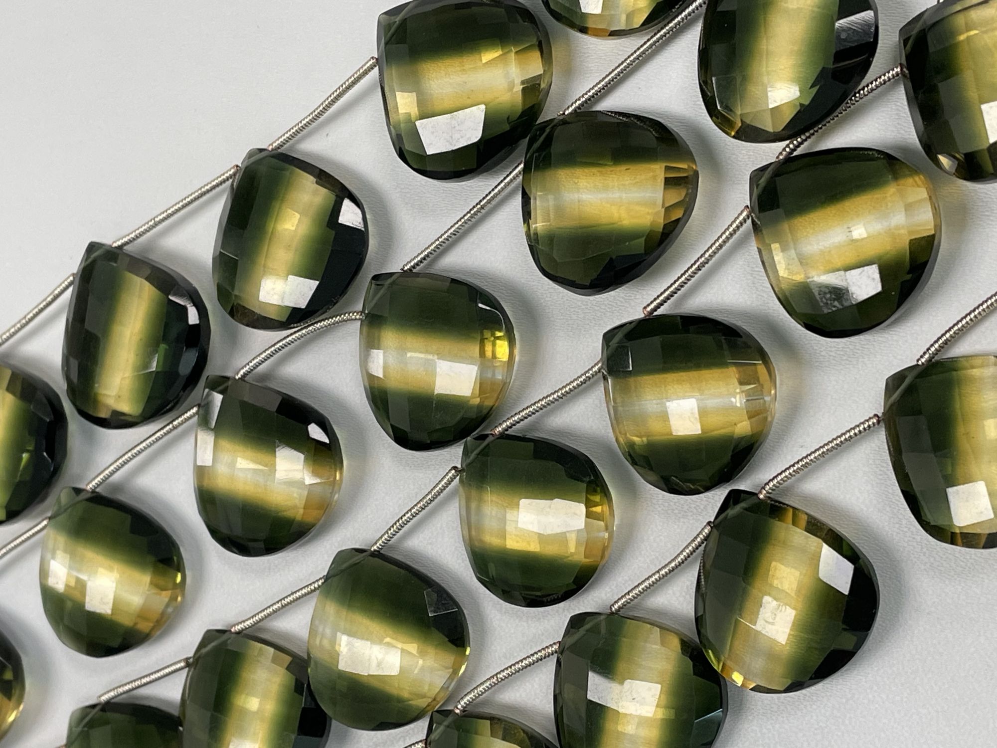 Bi Color Hydro Quartz Heart Checker Board Cut Faceted