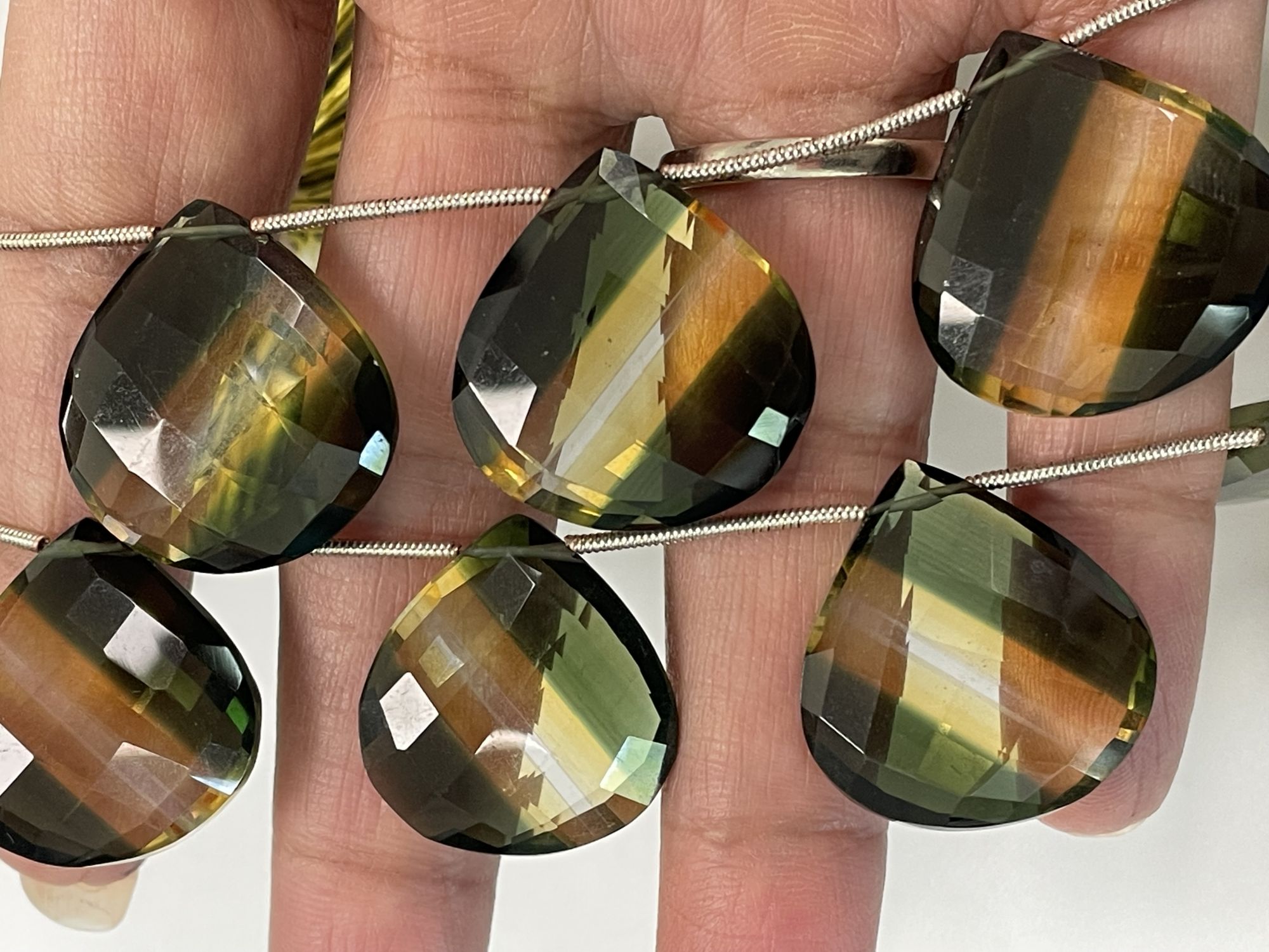 Bi Color Hydro Quartz Heart Checker Board Cut Faceted