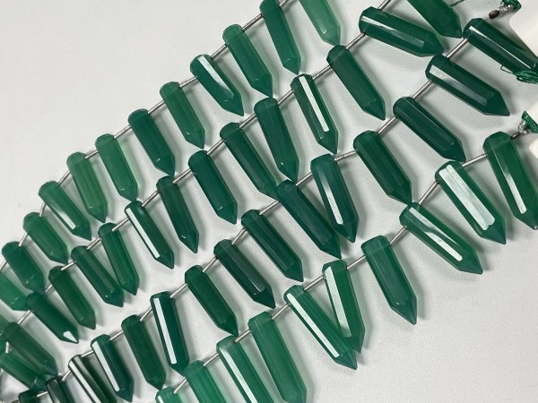 Green Onyx Pencil Cut Faceted
