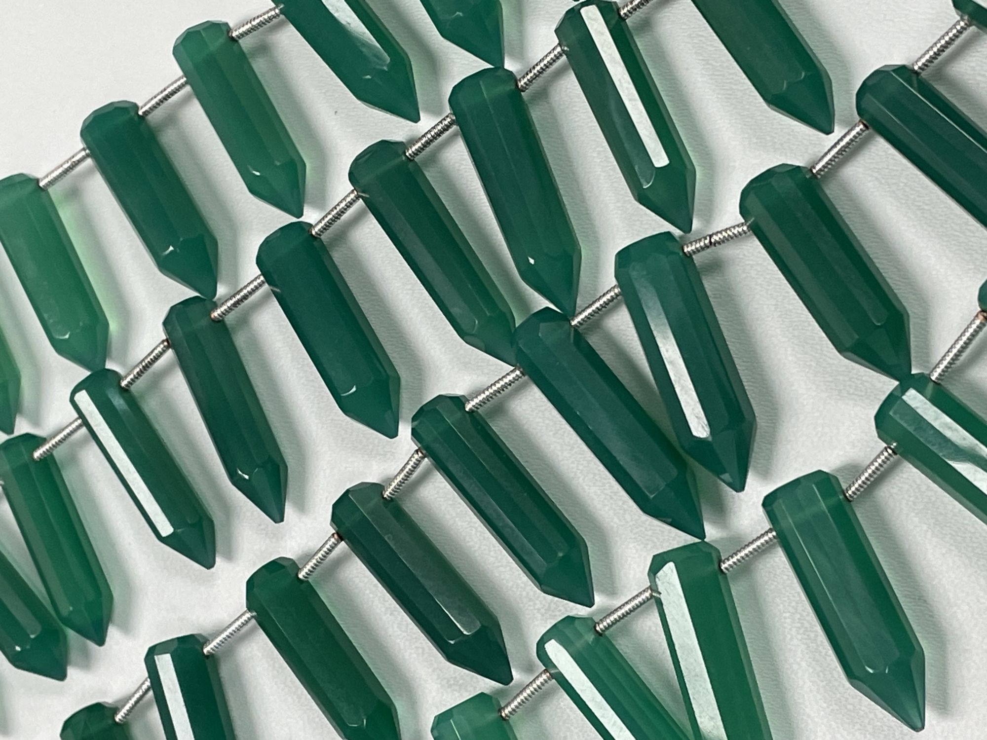 Green Onyx Pencil Cut Faceted