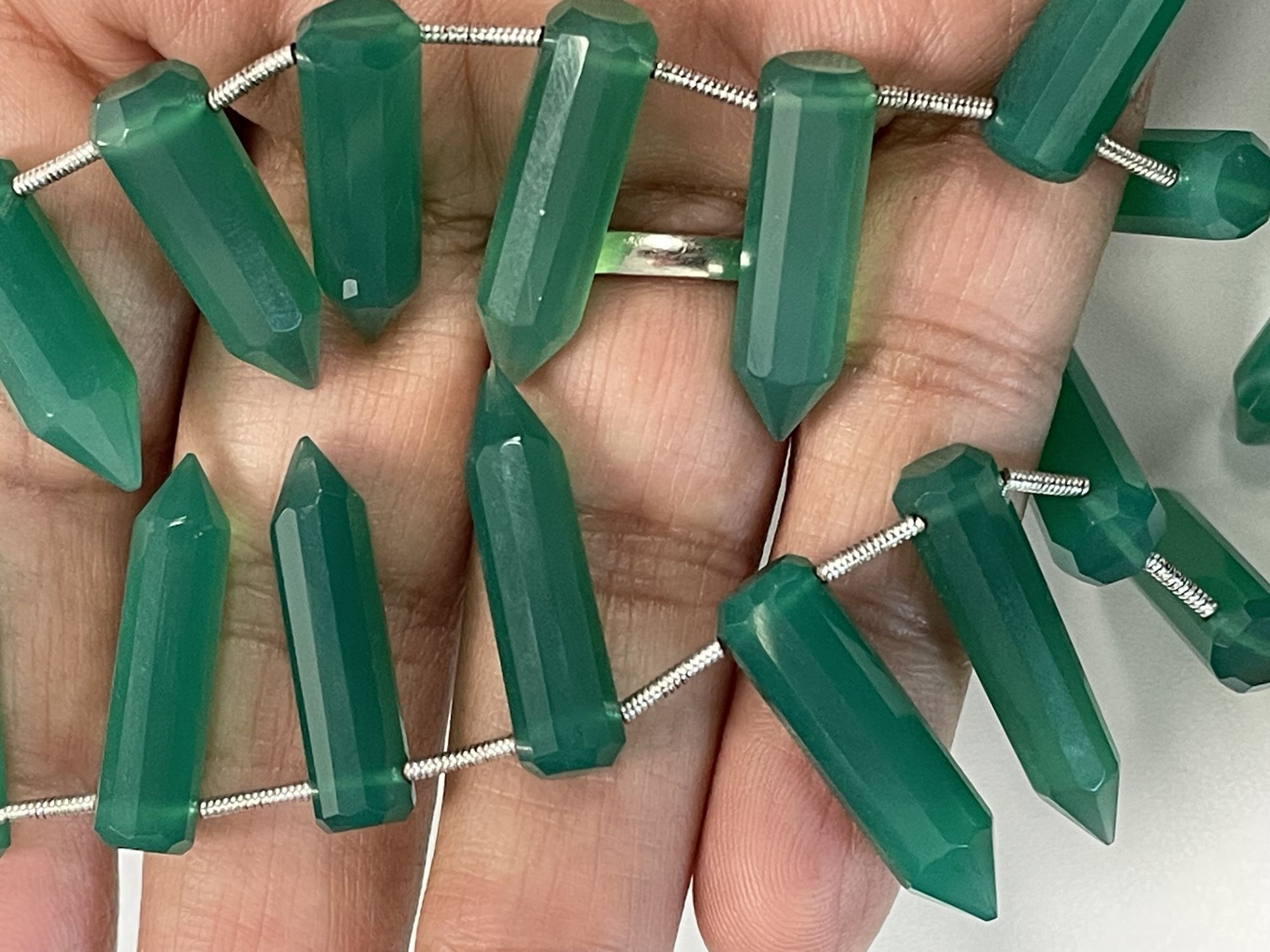 Green Onyx Pencil Cut Faceted