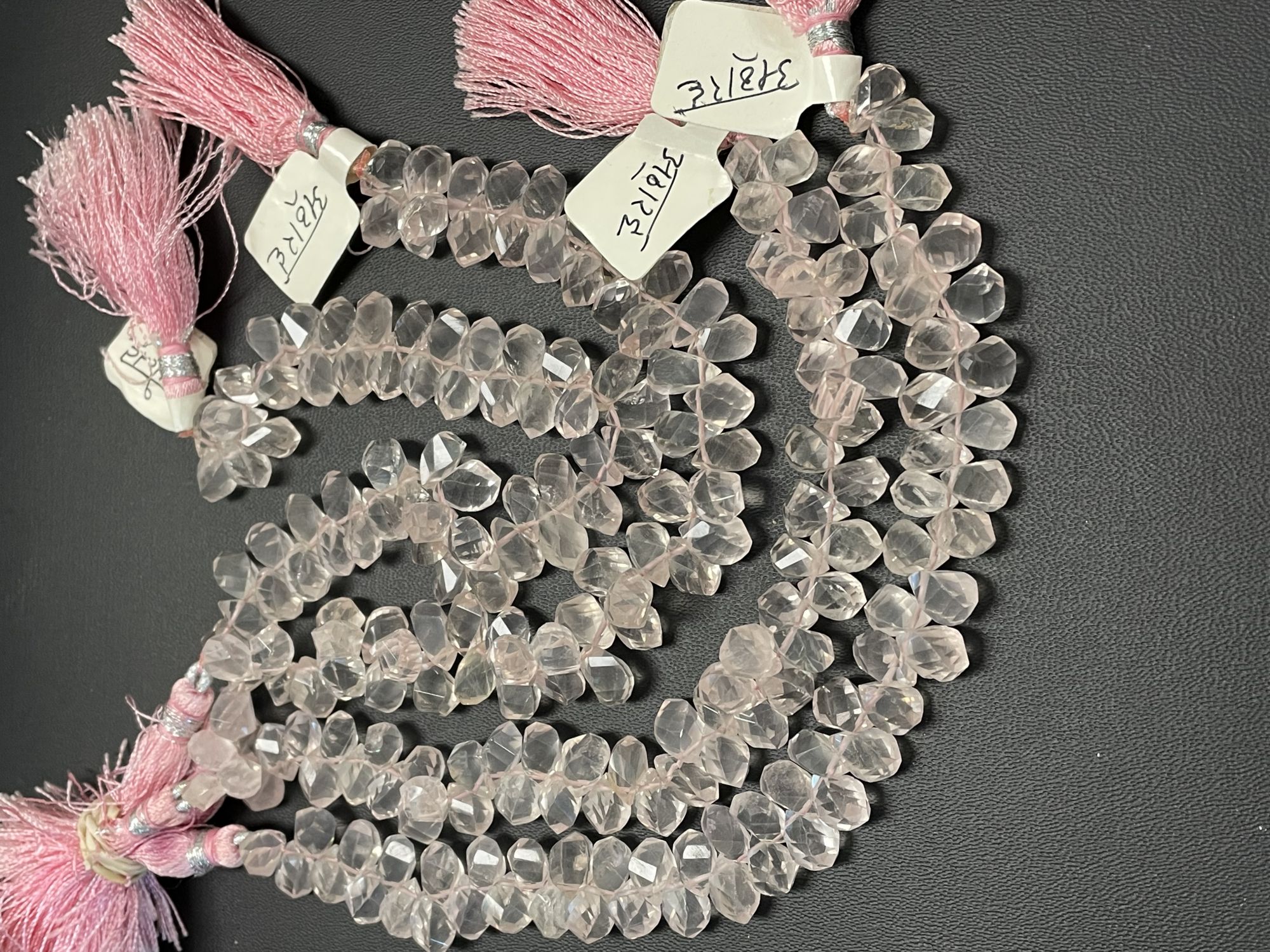 Rose Quartz Twisted Drop Faceted