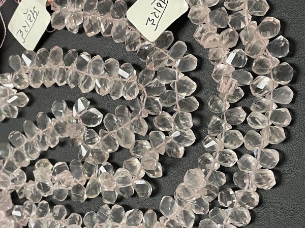Rose Quartz Twisted Drop Faceted