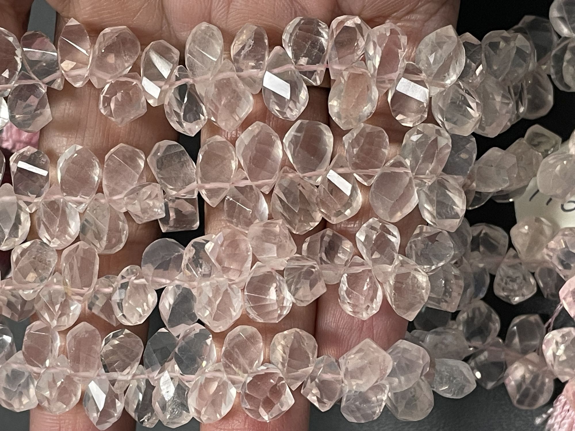 Rose Quartz Twisted Drop Faceted