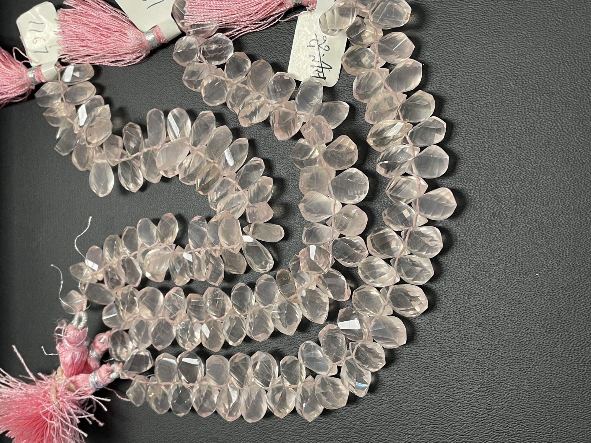 Rose Quartz Twisted Drop Faceted