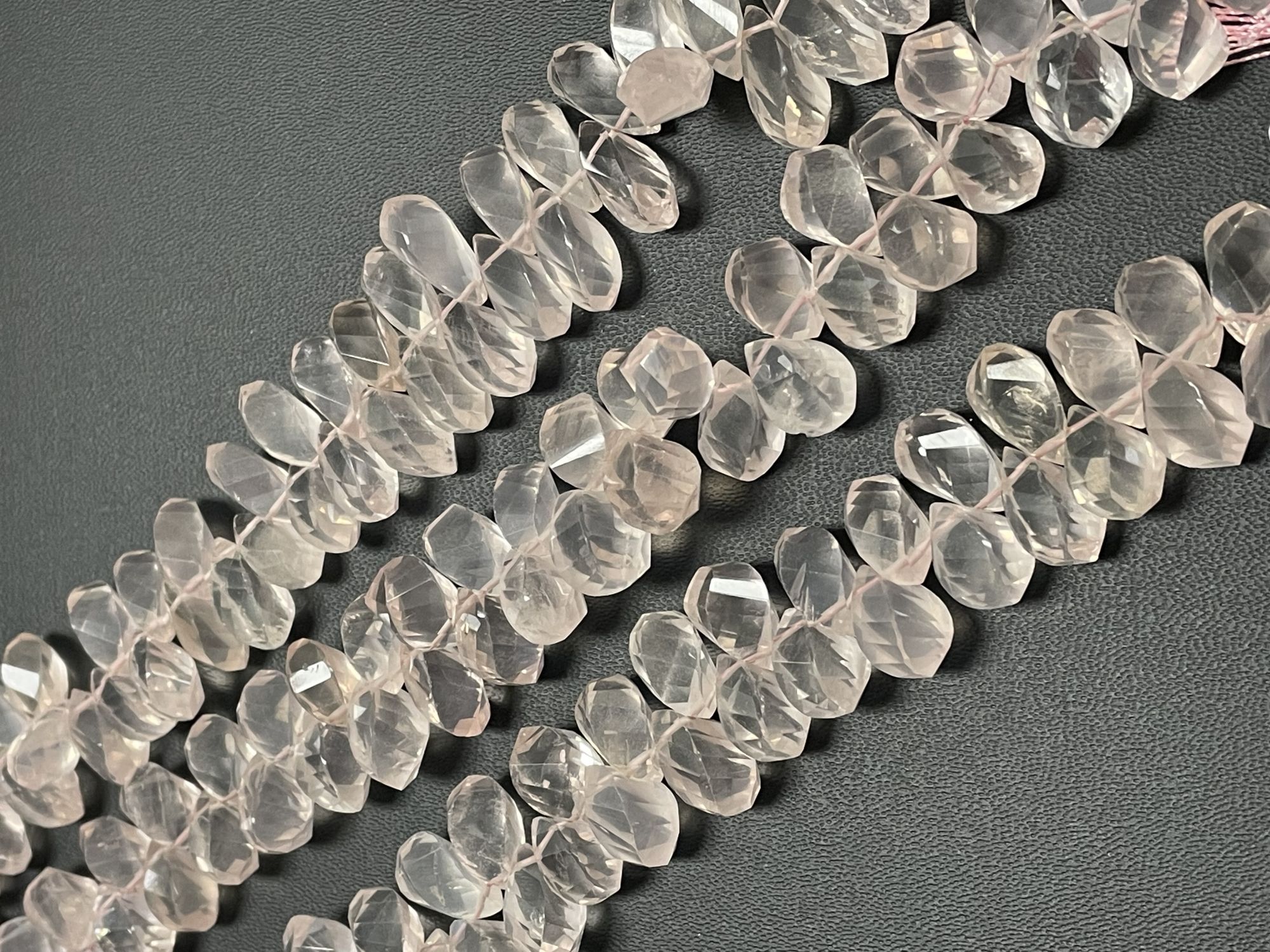 Rose Quartz Twisted Drop Faceted