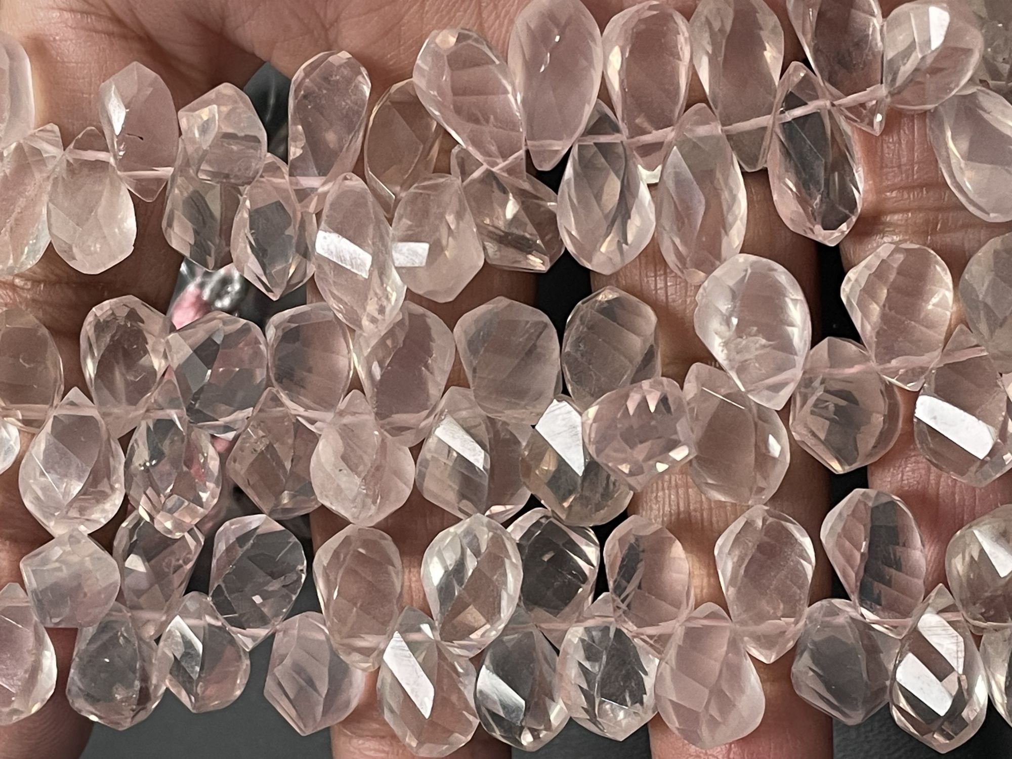 Rose Quartz Twisted Drop Faceted