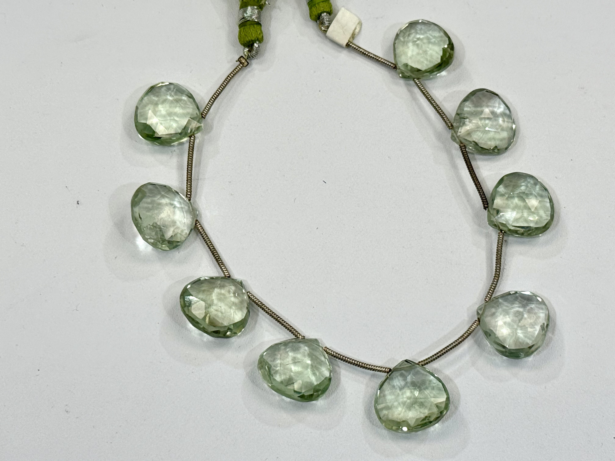 Green Amethyst Hearts Faceted