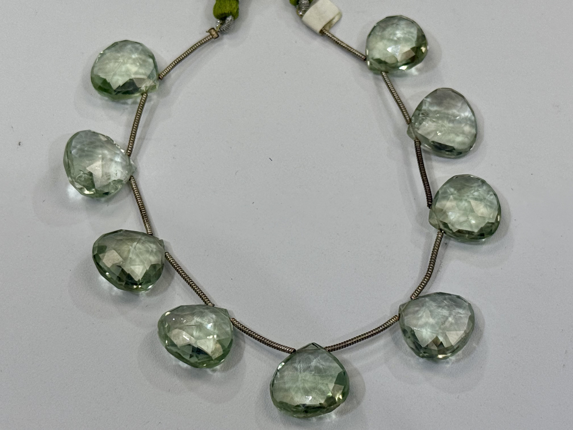 Green Amethyst Hearts Faceted
