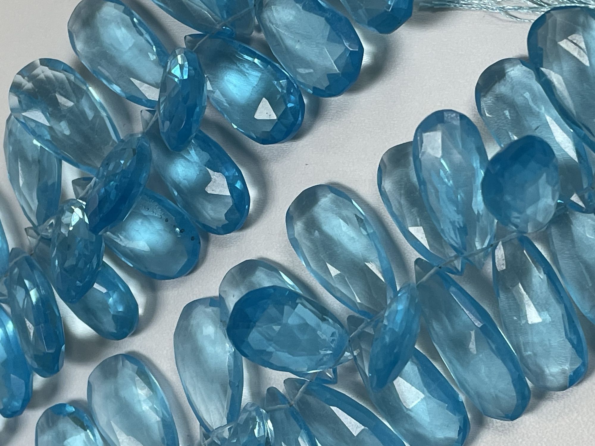 Sky Blue Hydro Quartz Long Pear Faceted