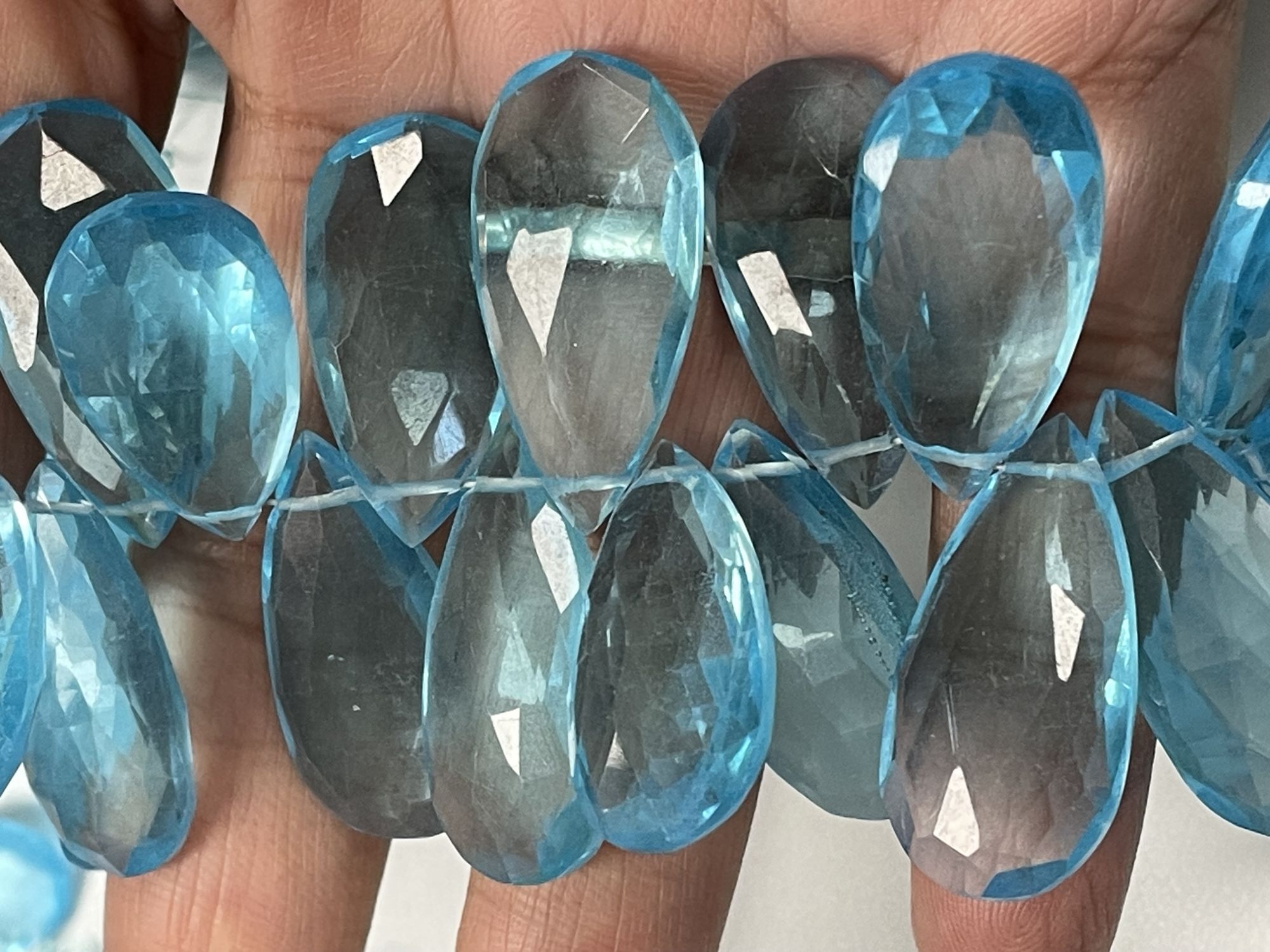 Sky Blue Hydro Quartz Long Pear Faceted