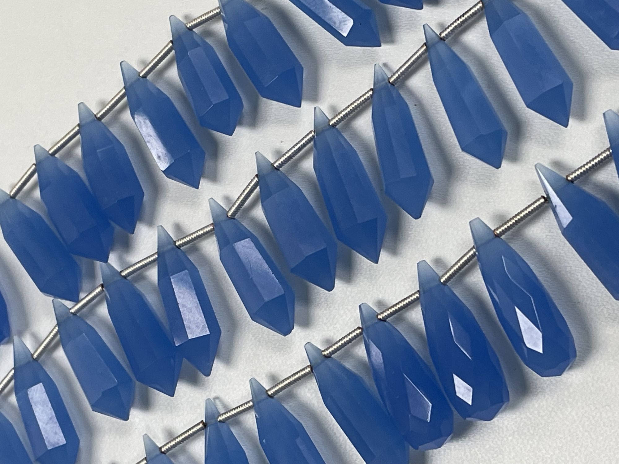 Blue Chalcedony Pointy Drop Faceted