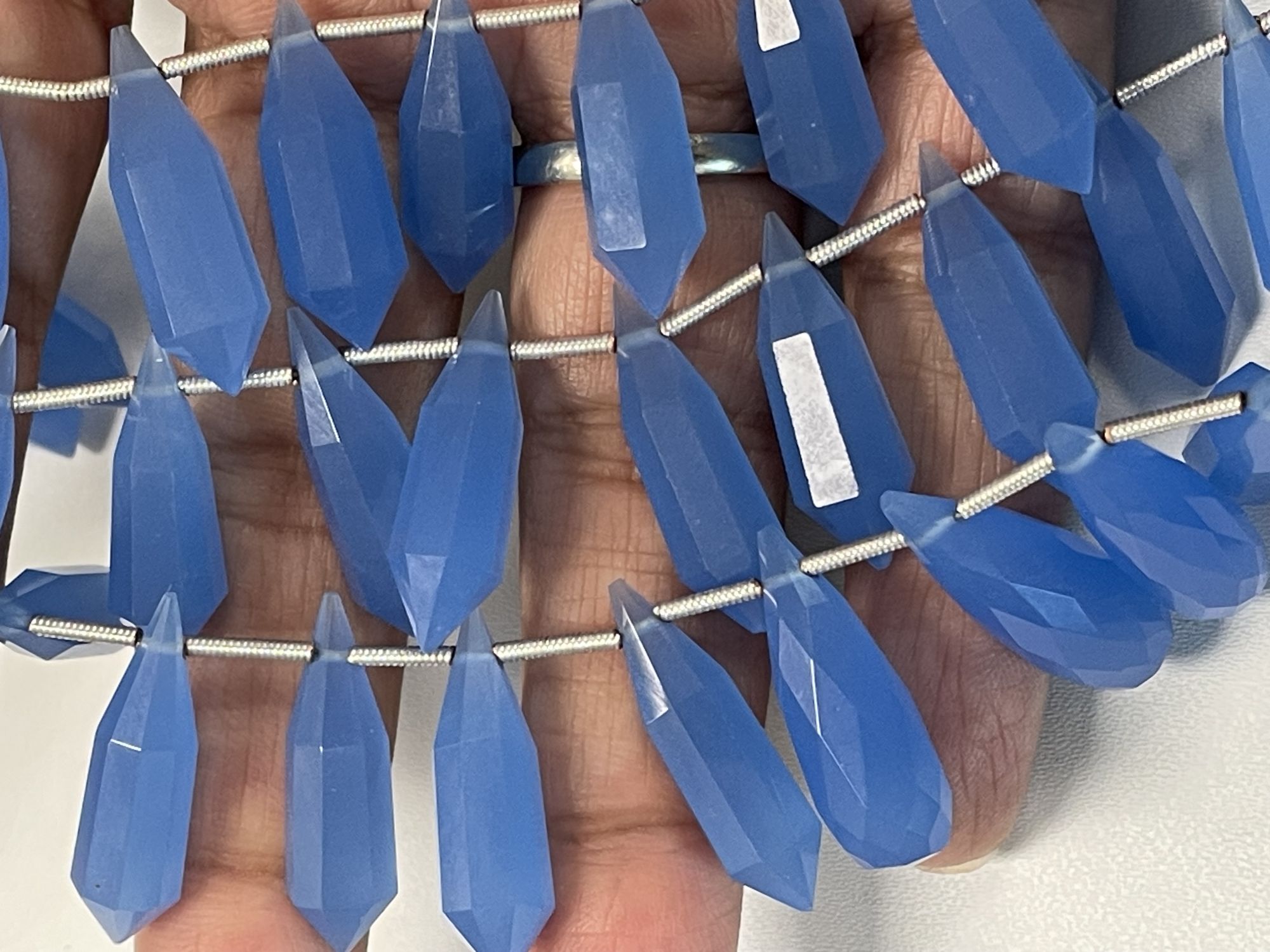 Blue Chalcedony Pointy Drop Faceted