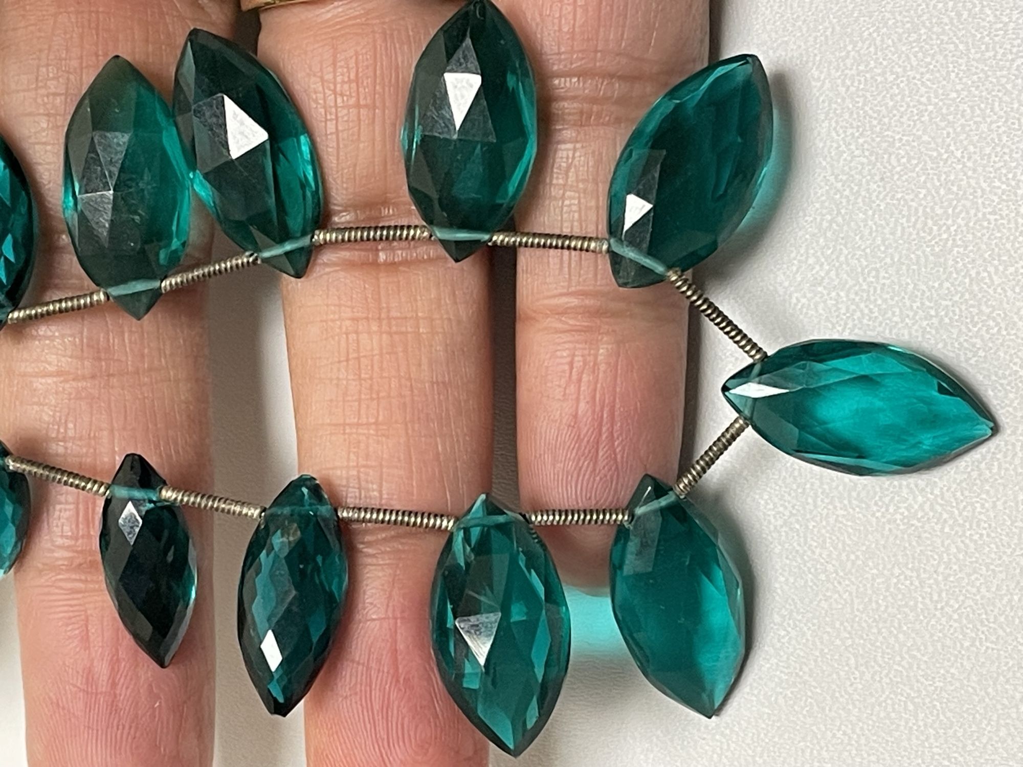 Teal Hydro Quartz Marquise Faceted