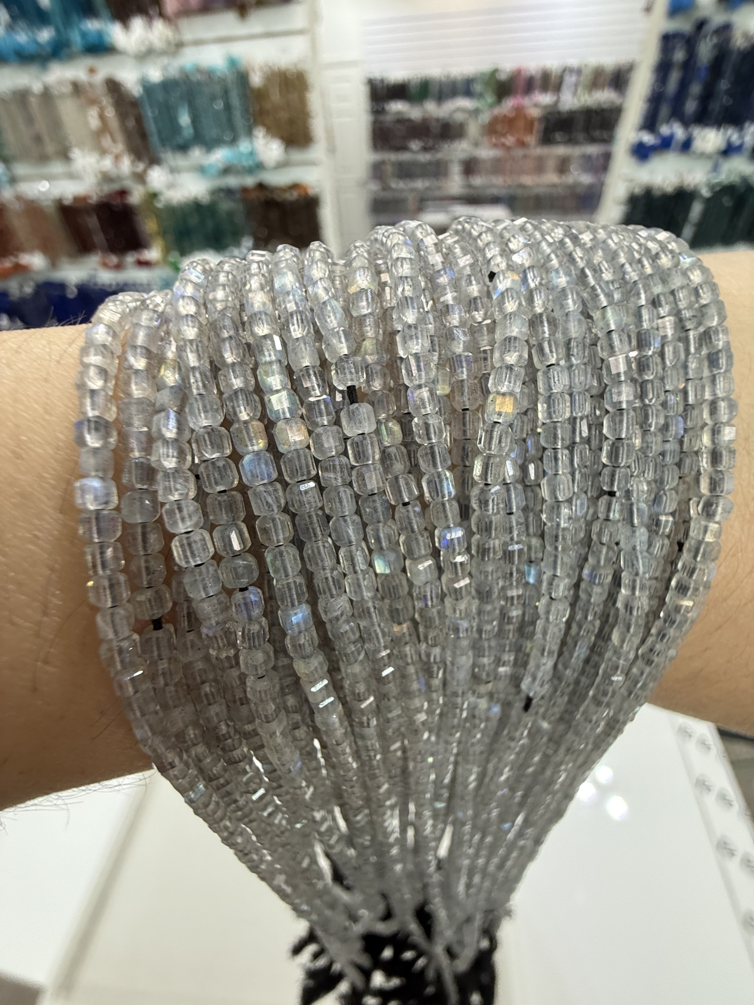 Labradorite Cube Faceted