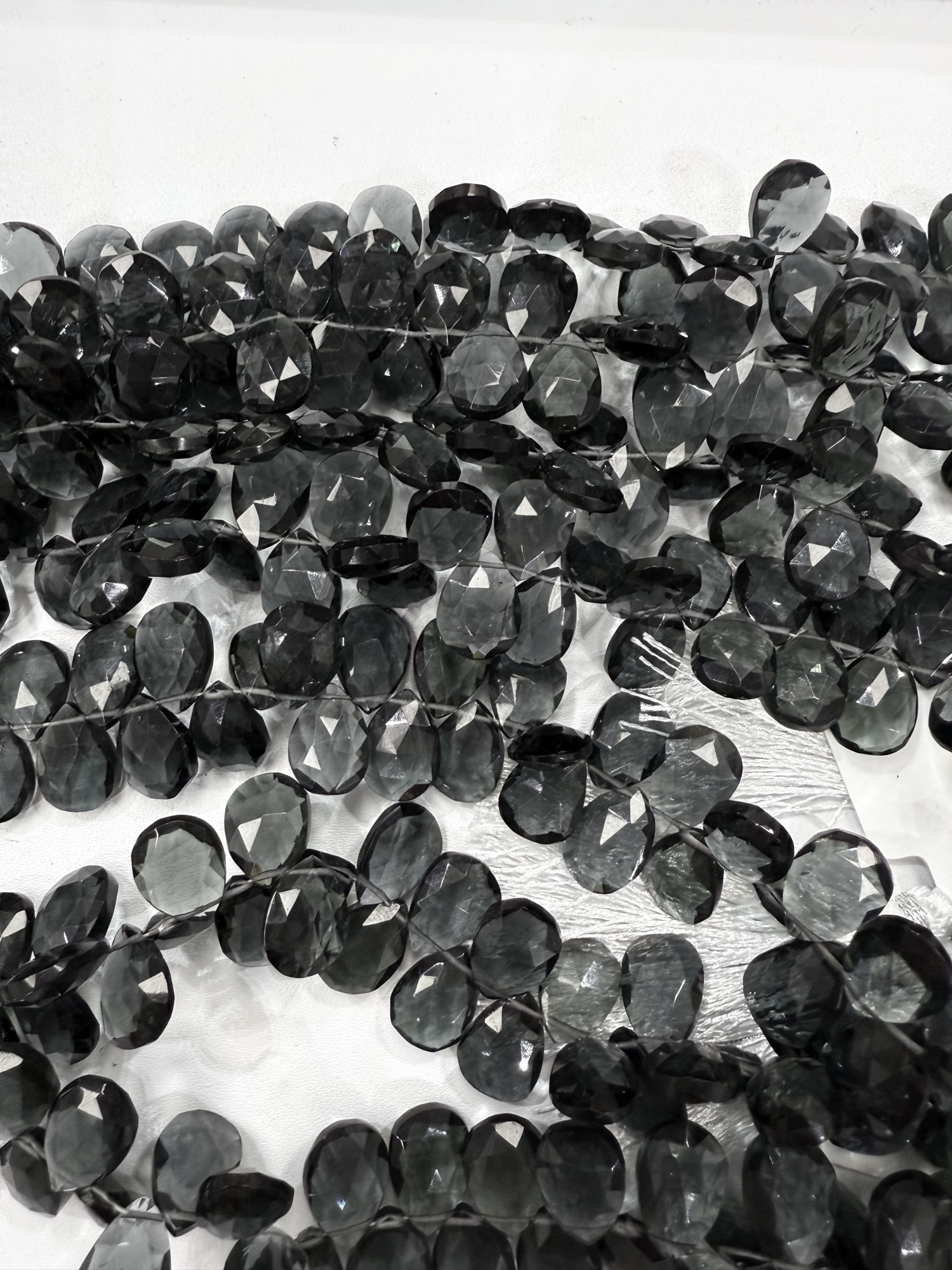 Grey Hydro Quartz Pear Faceted