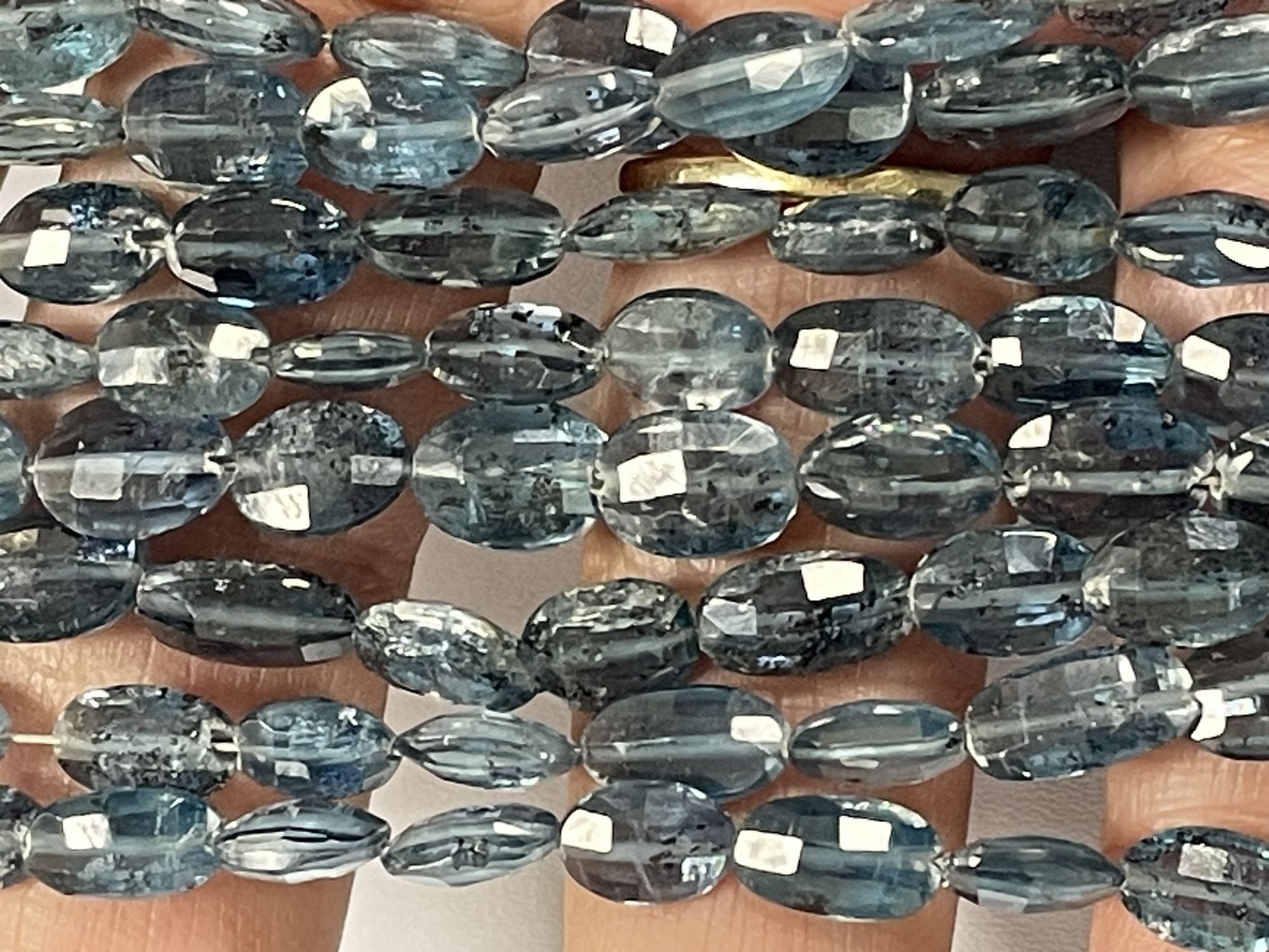 Teal Kyanite Oval Checker Board Cut Faceted