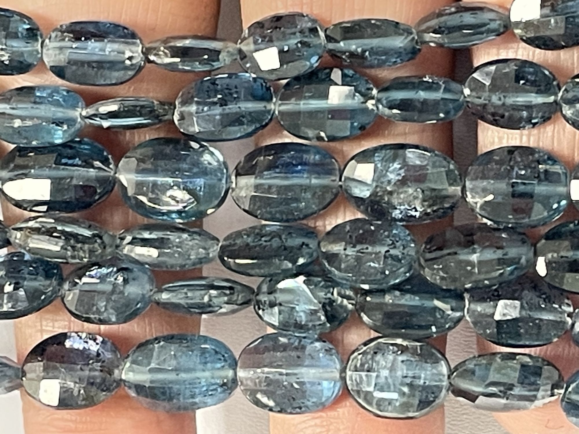 Teal Kyanite Oval Checker Board Cut Faceted