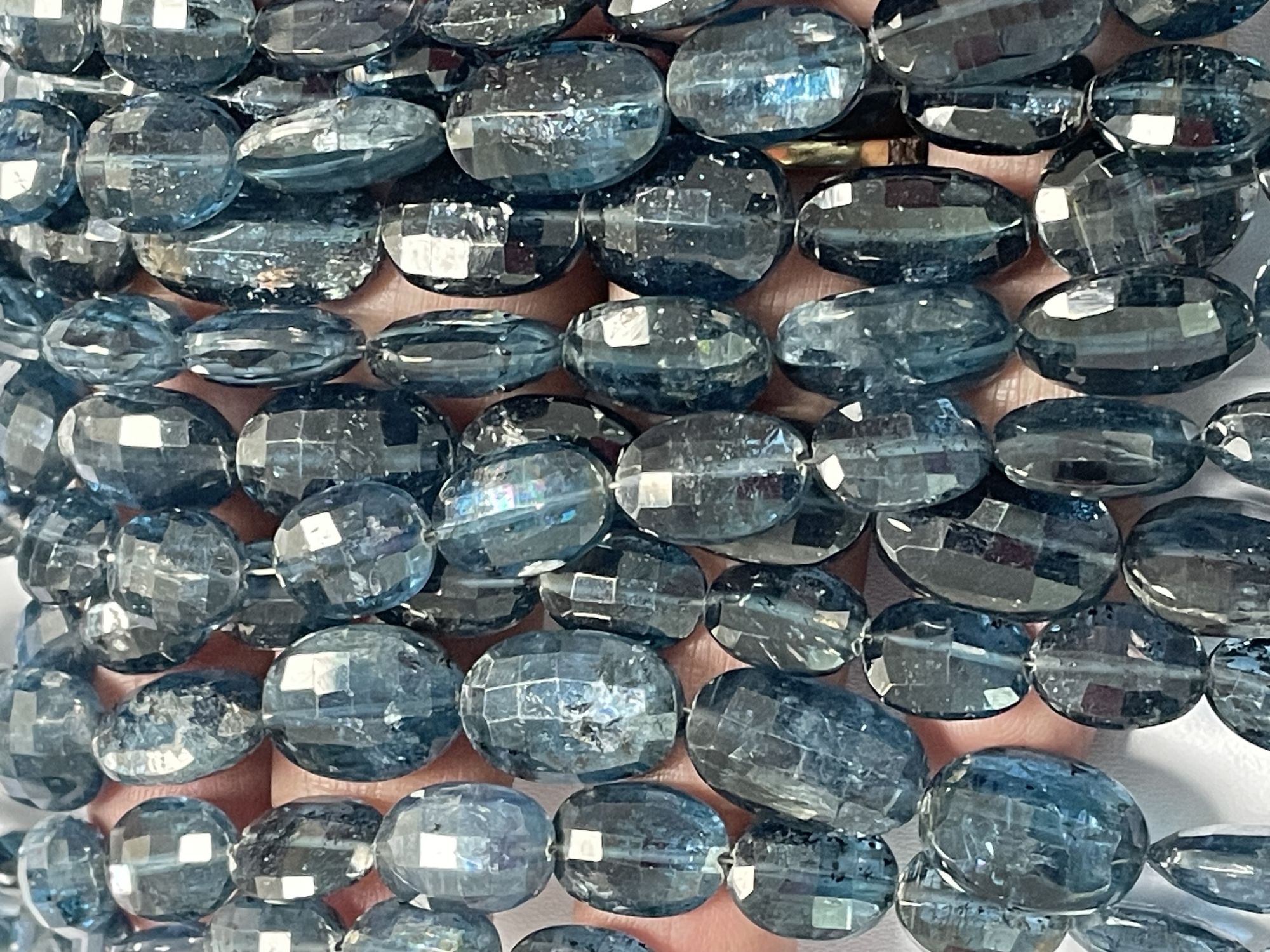 Teal Kyanite Oval Checker Board Cut Faceted
