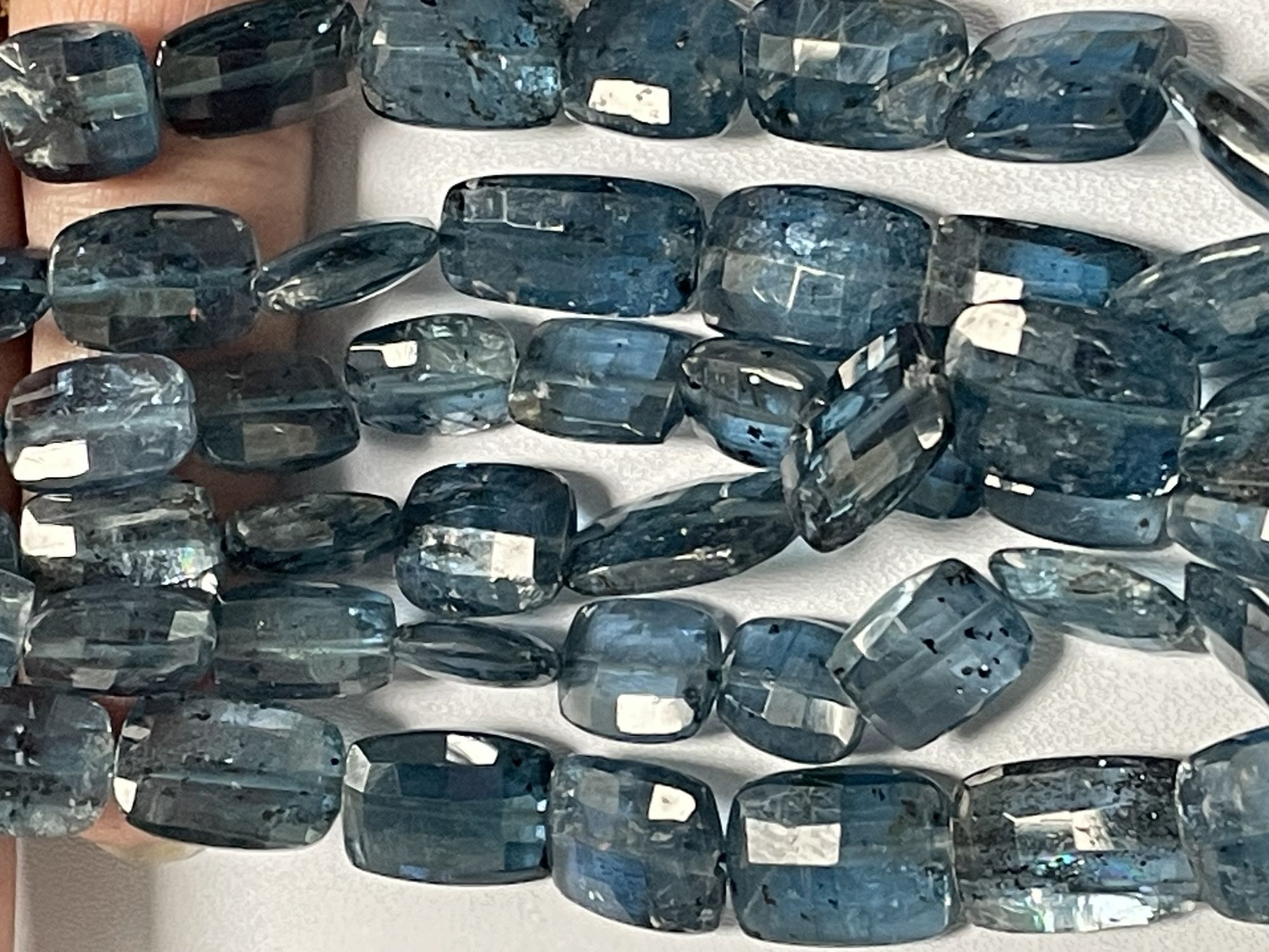 Teal Kyanite Rectangle Checker Board Cut Faceted