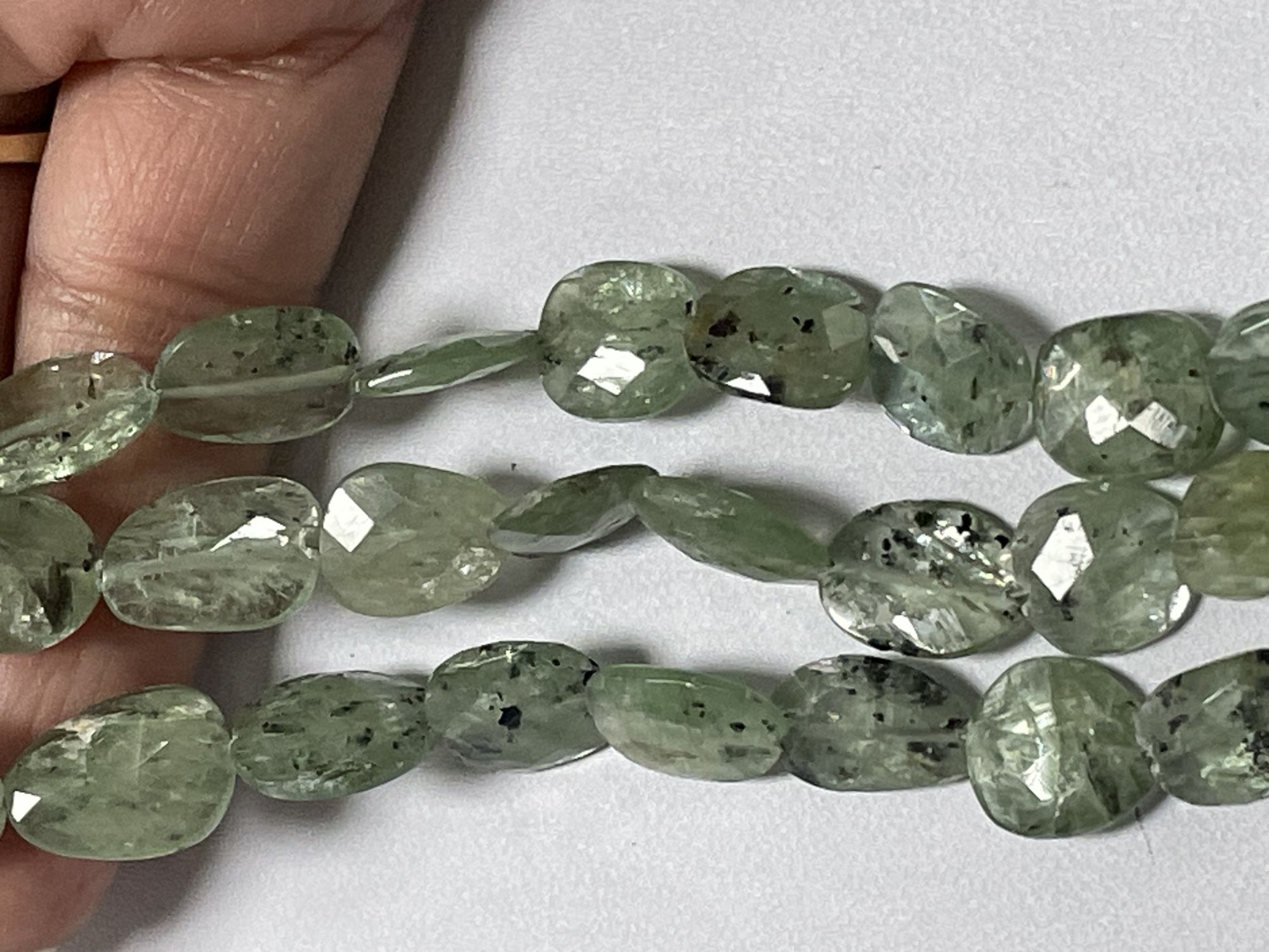 Green Kyanite Flat Nugget Faceted