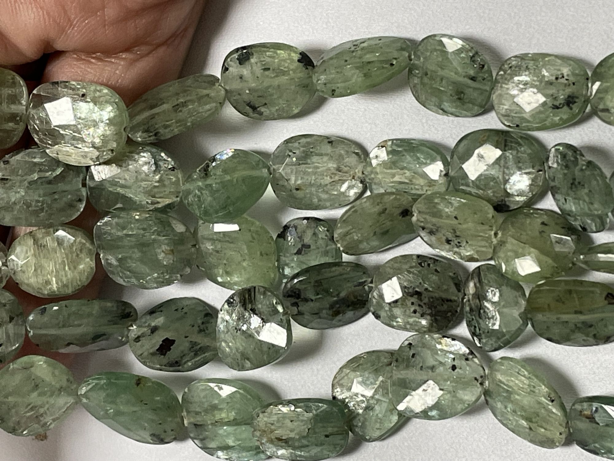 Green Kyanite Flat Nugget Faceted
