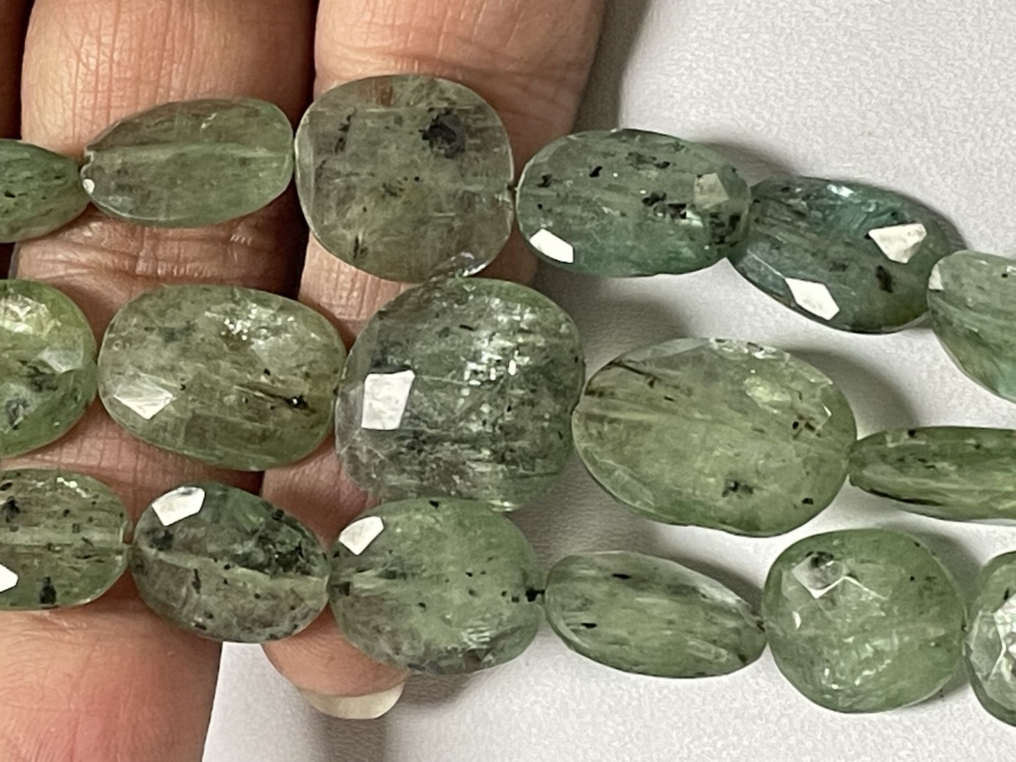 Green Kyanite Flat Nugget Faceted