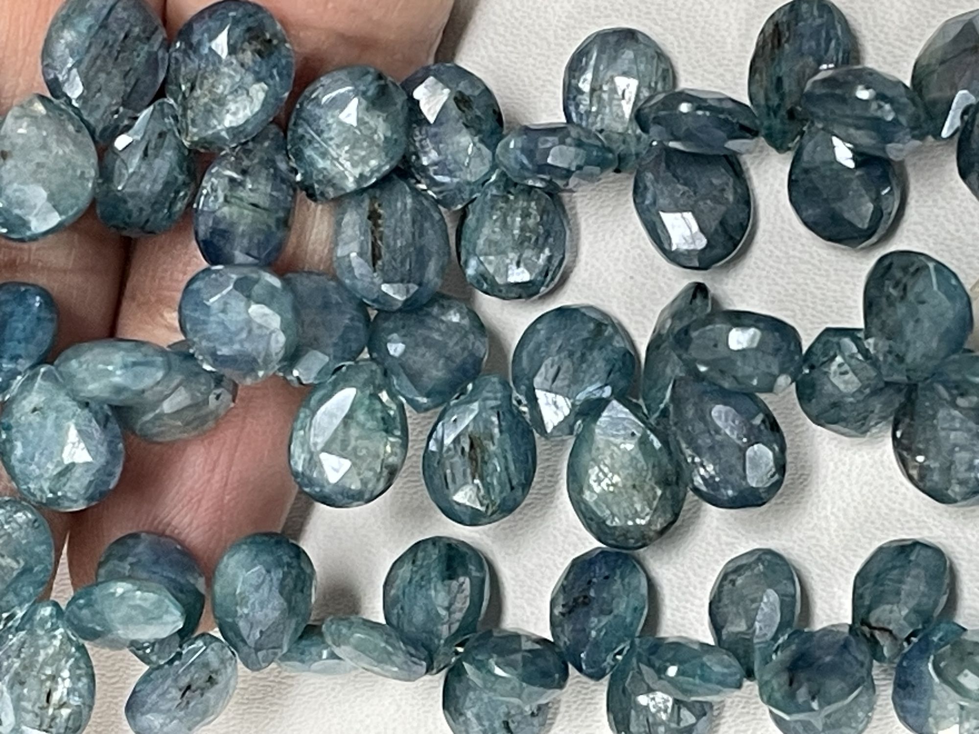Coated Blue Kyanite Pear Faceted