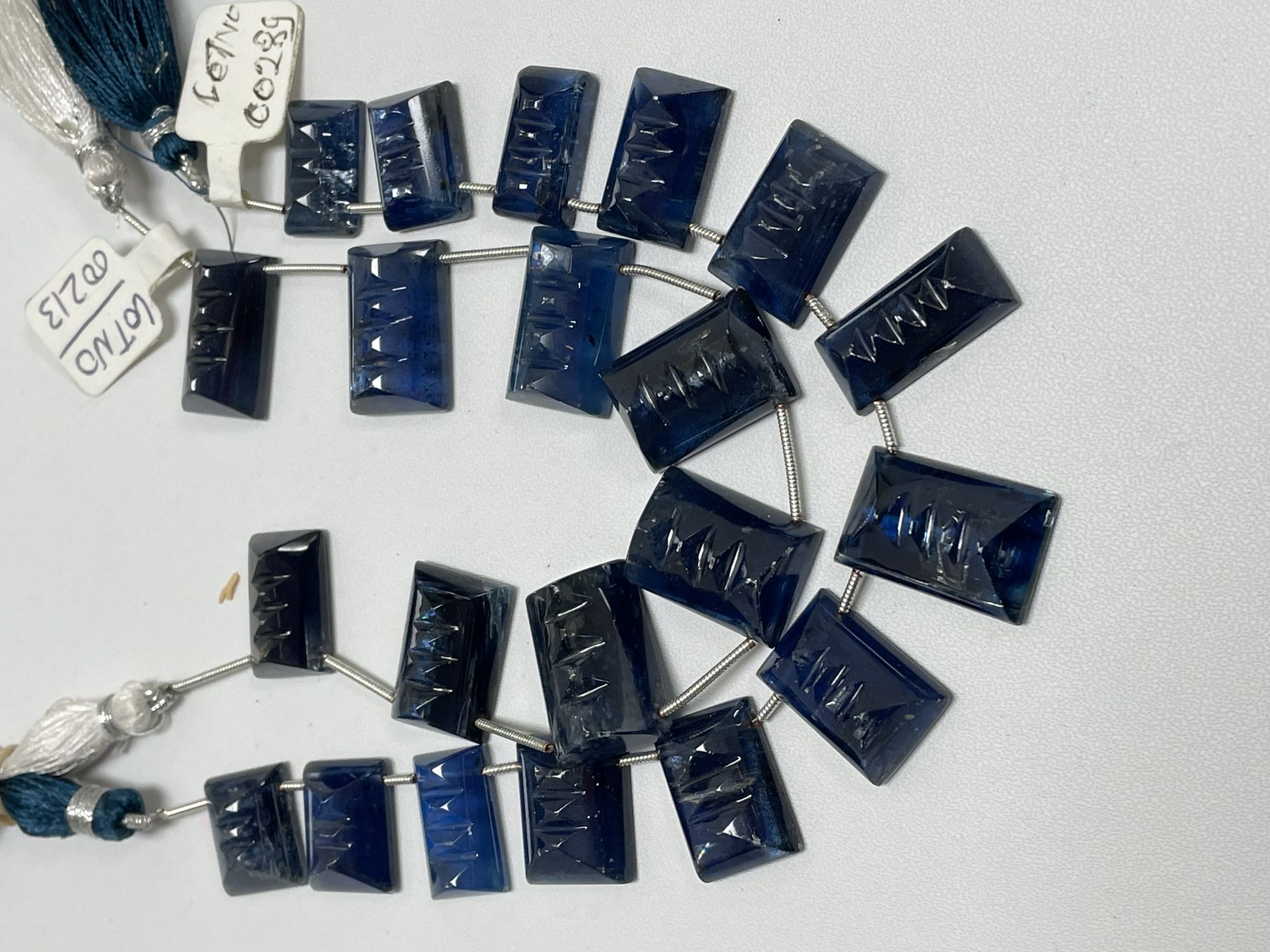 Blue Kyanite Carved Rectangle Smooth