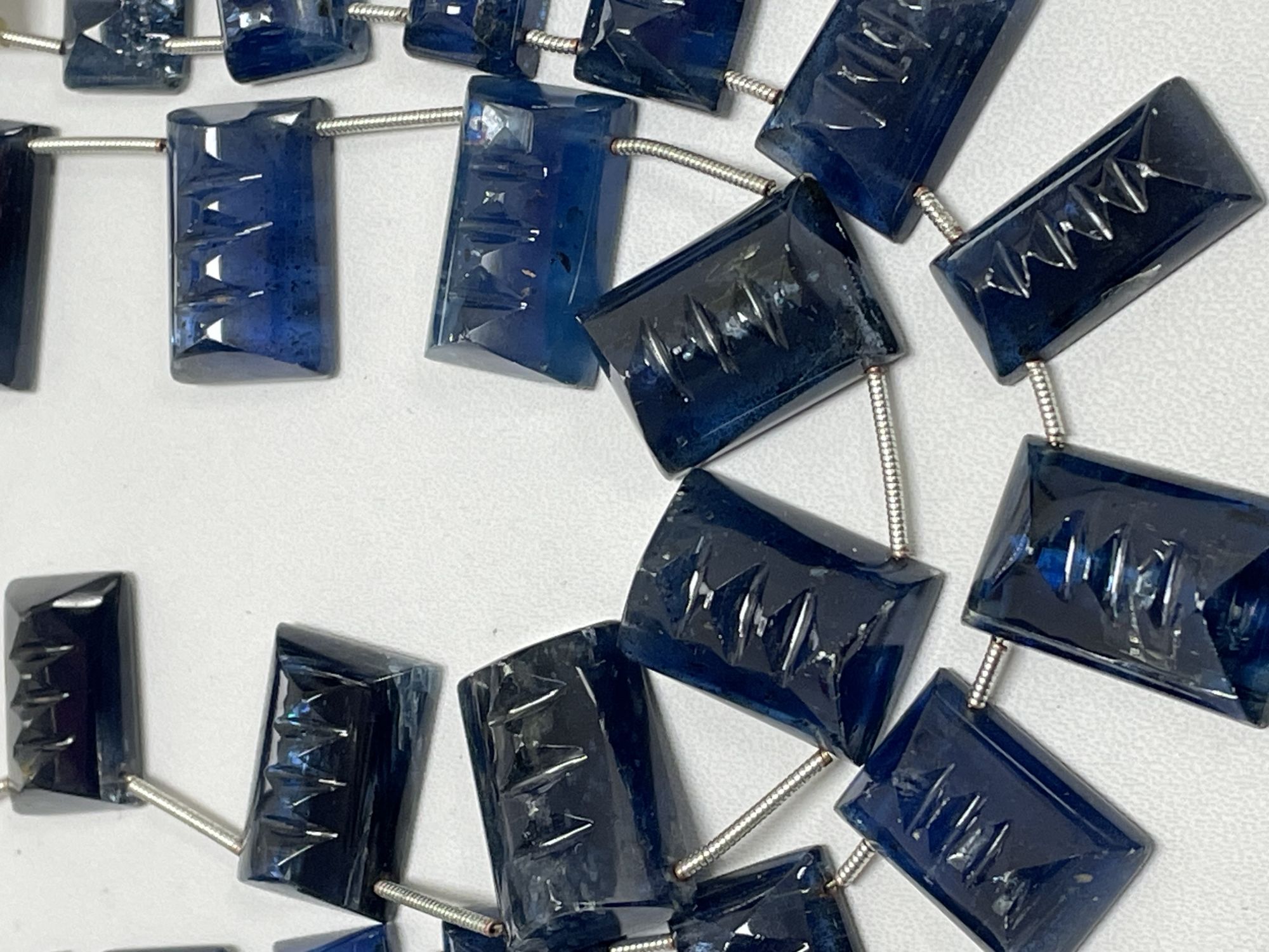 Blue Kyanite Carved Rectangle Smooth