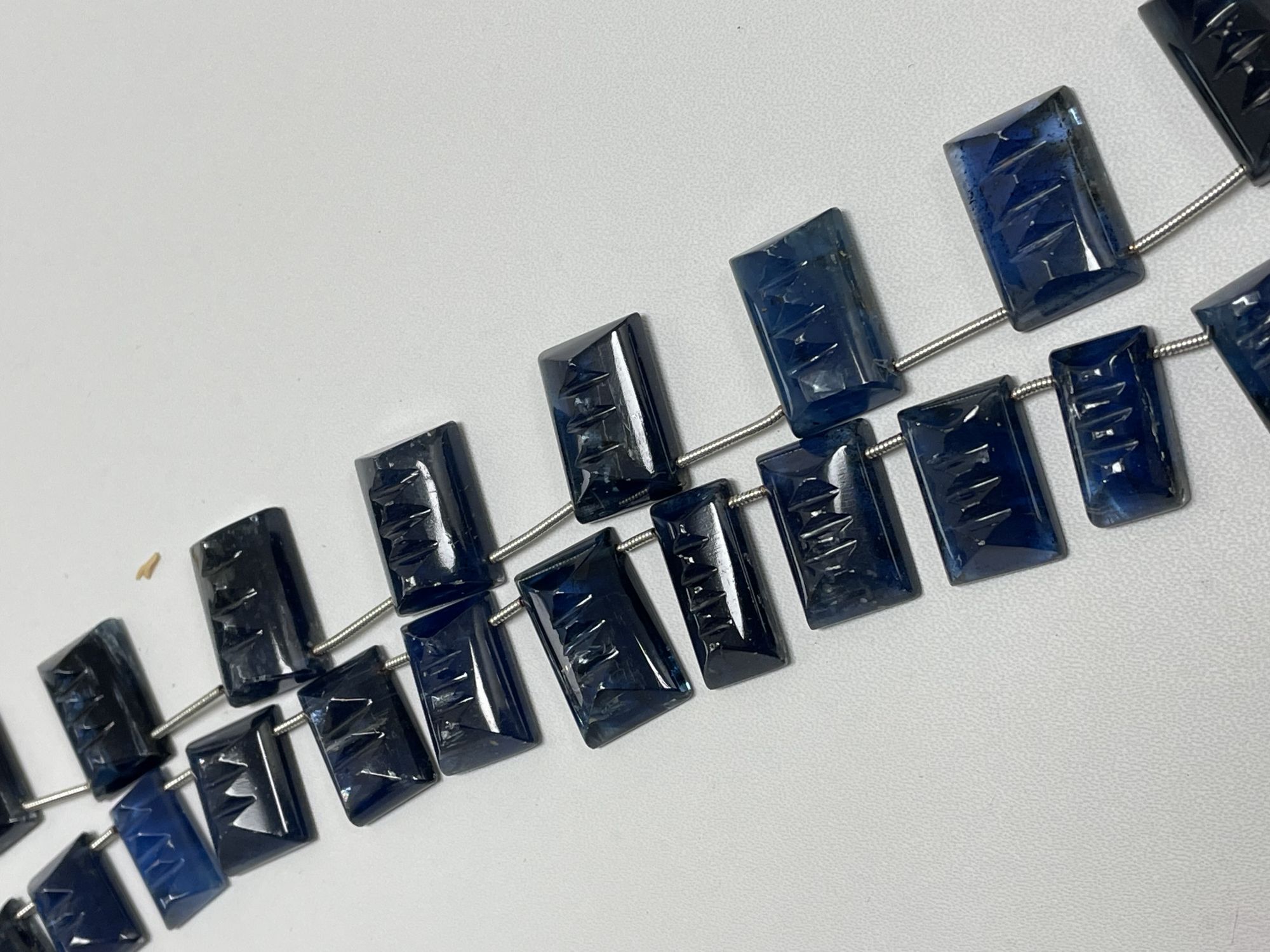 Blue Kyanite Carved Rectangle Smooth