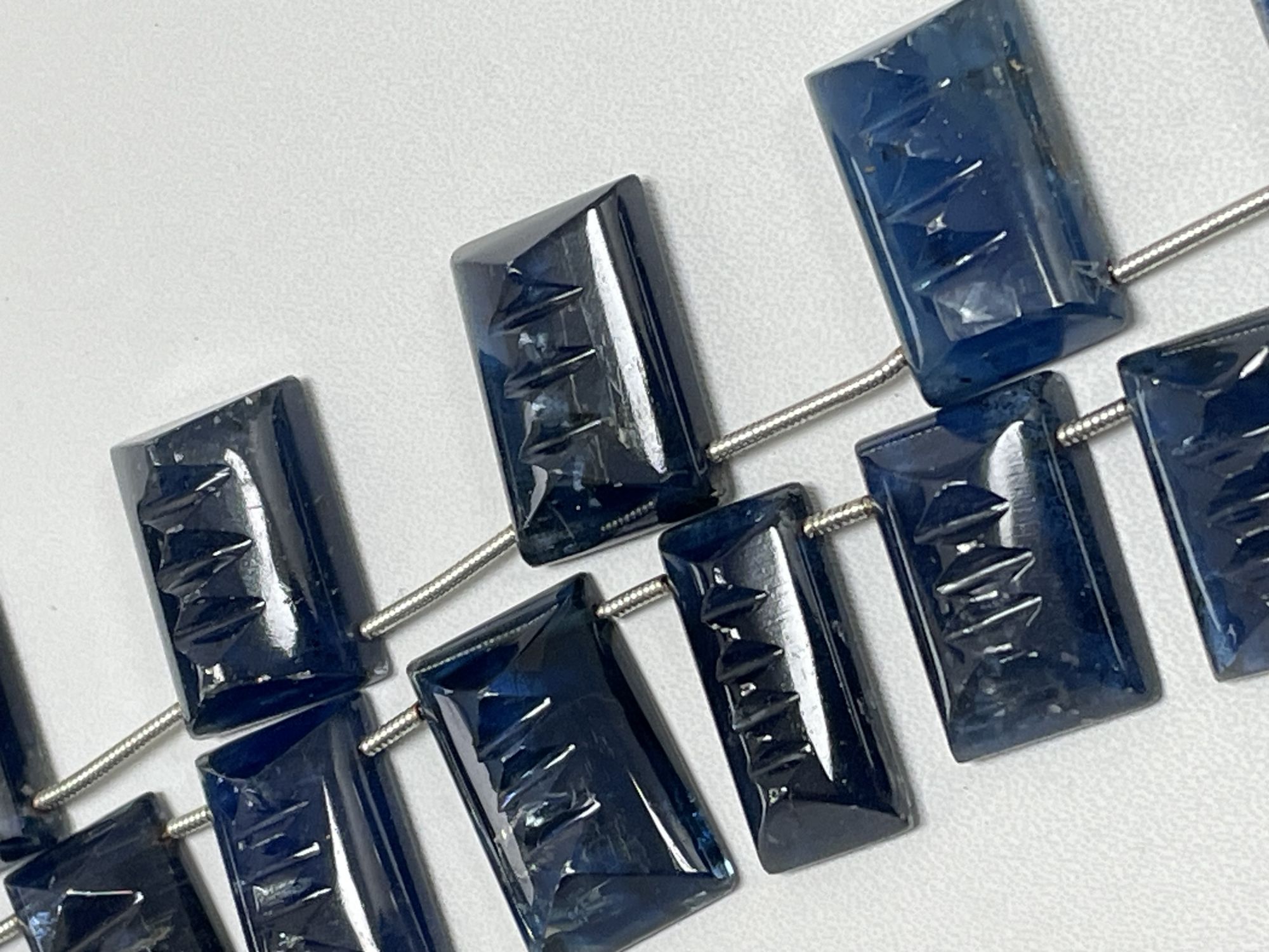 Blue Kyanite Carved Rectangle Smooth