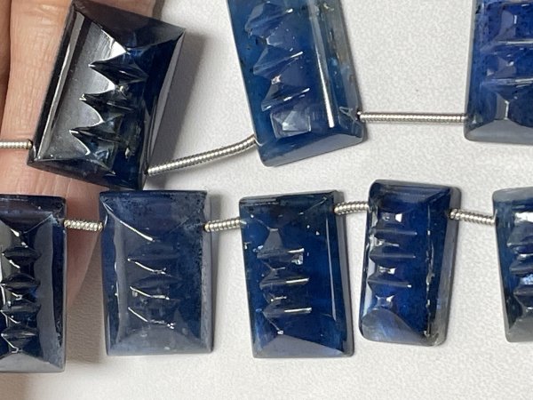 Blue Kyanite Carved Rectangle Smooth