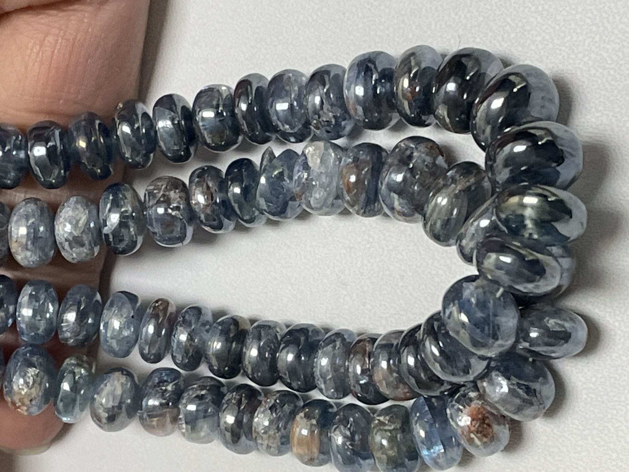 Coated Kyanite Rondelle smooth