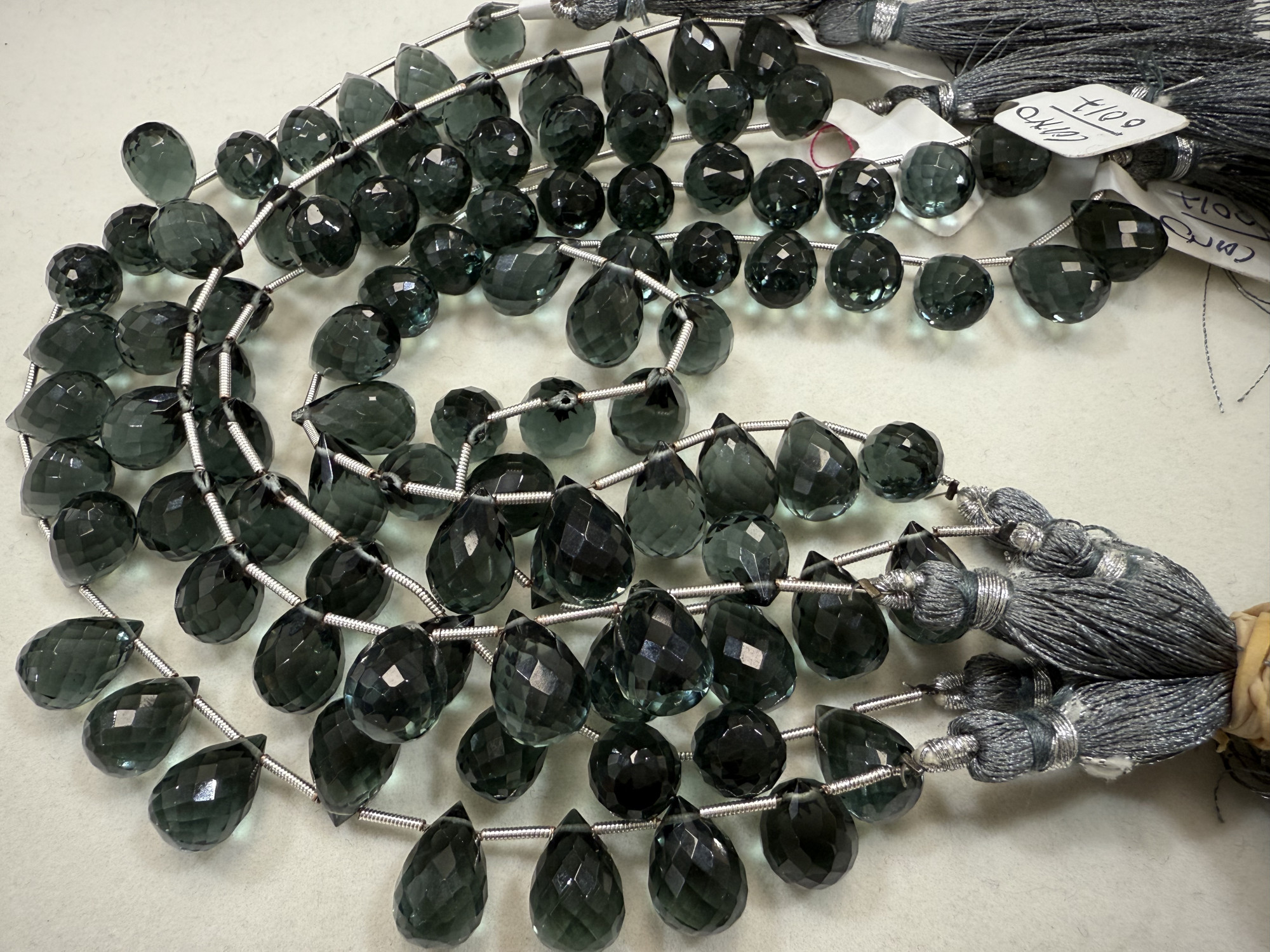 Grey Hydro quartz Drop Faceted