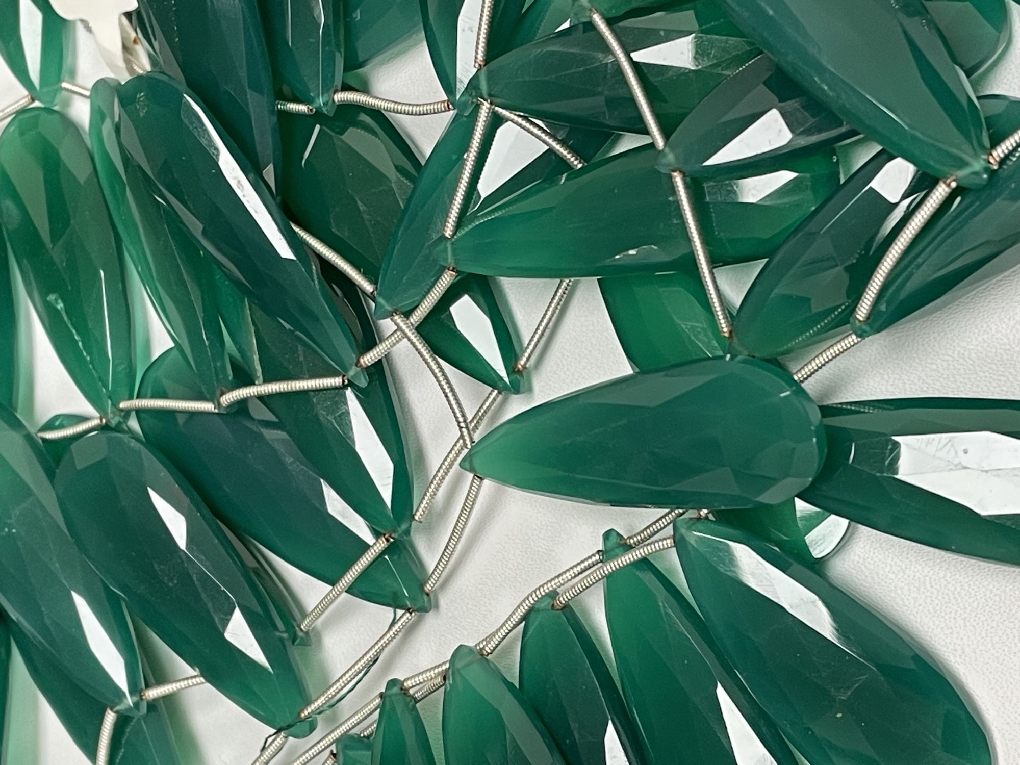 Green Onyx Long Pear Faceted